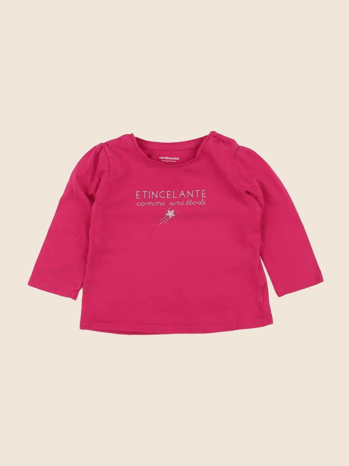 Vertbaudet - tee-shirt rose - 12 mois