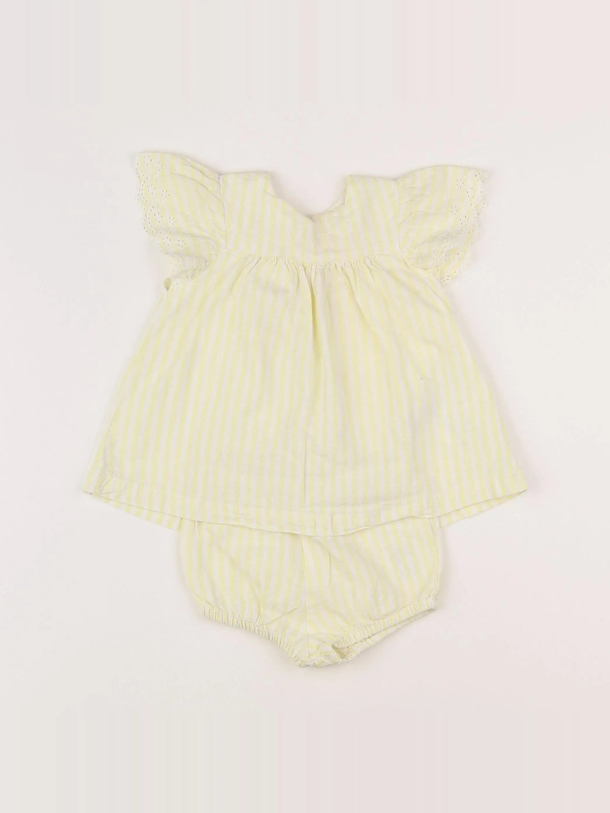 Vertbaudet - robe blanc, jaune - 3 mois