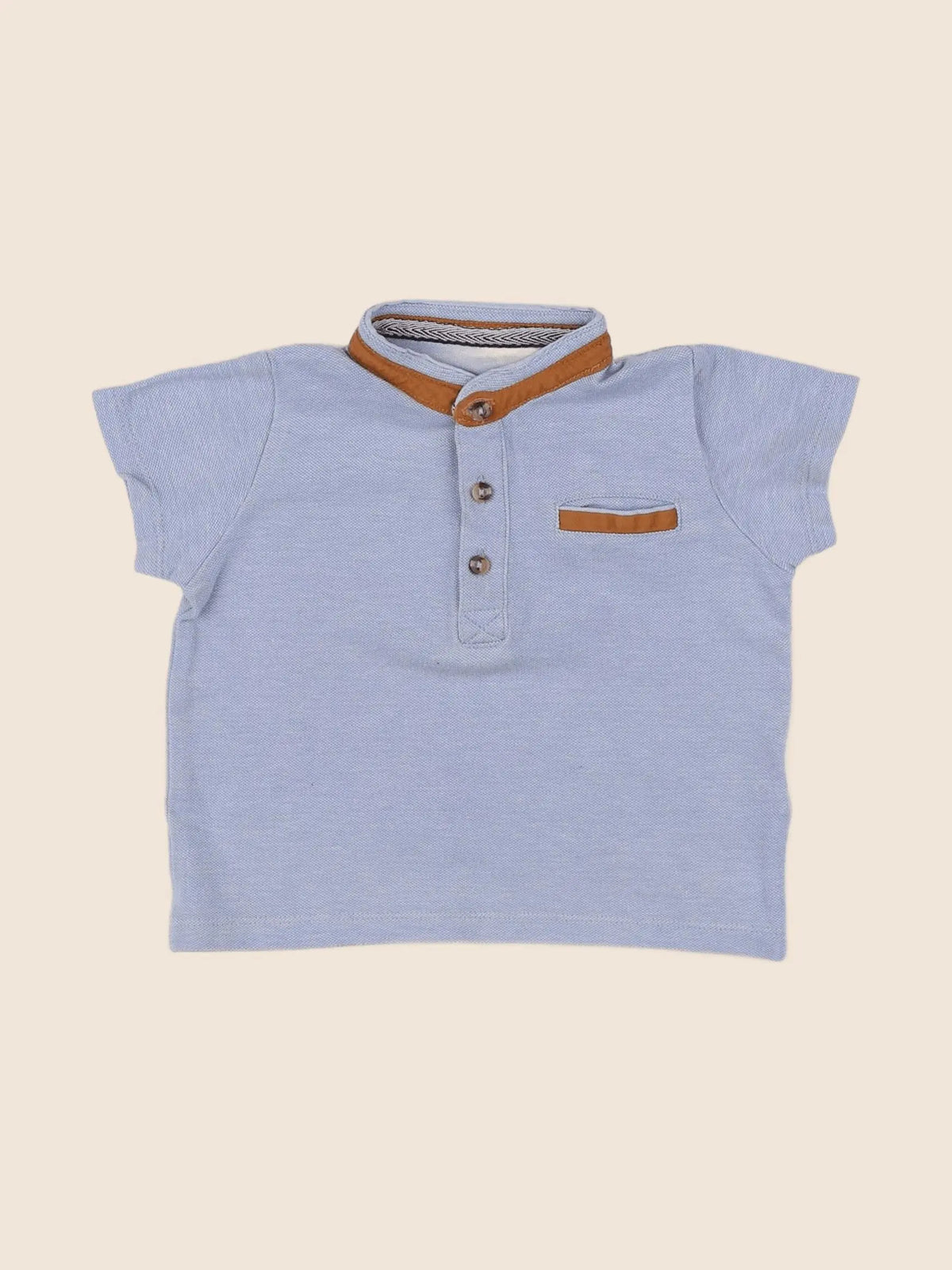 Vertbaudet - polo bleu - 12 mois