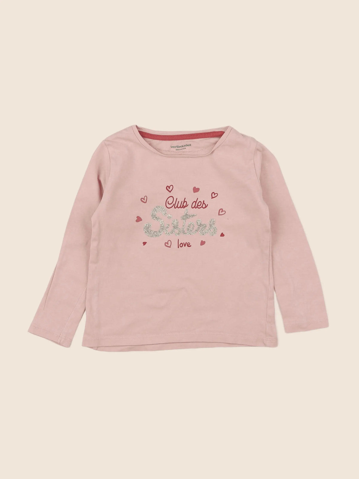 Vertbaudet - tee-shirt rose, or - 2 ans