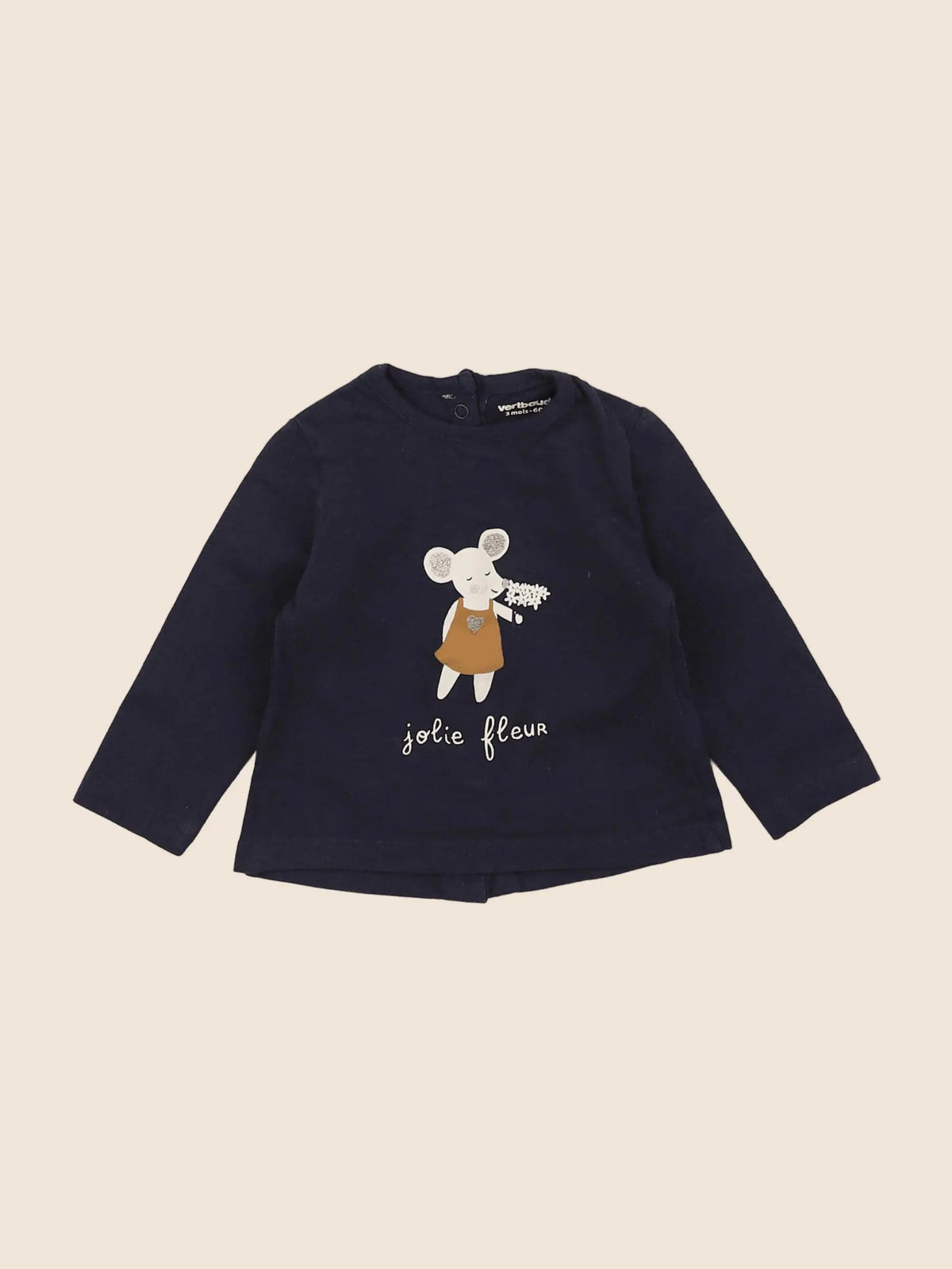 Vertbaudet - tee-shirt bleu - 3 mois
