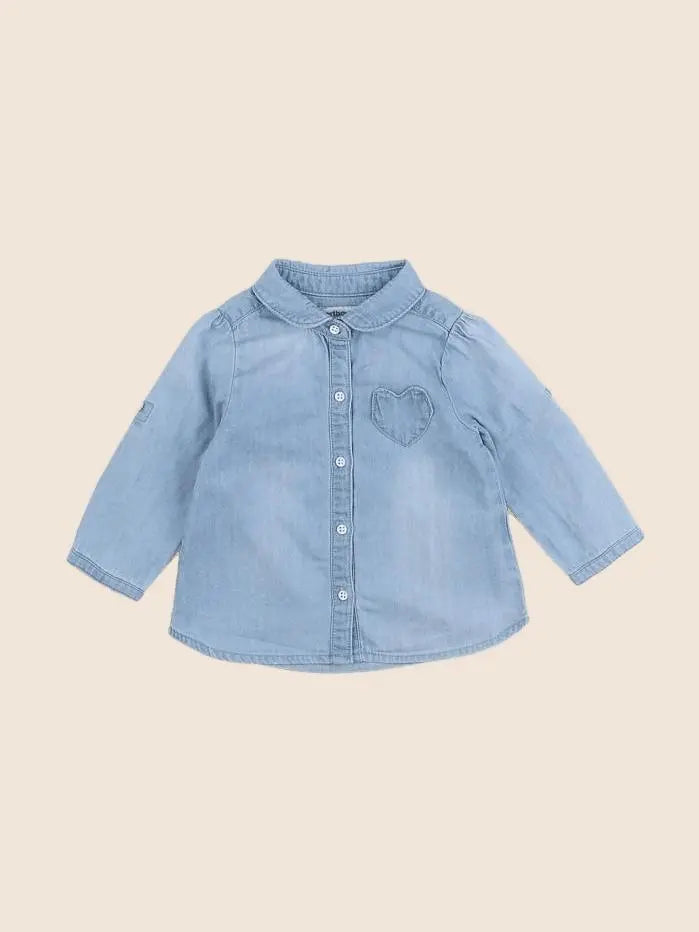 Vertbaudet - chemise bleu - 9 mois