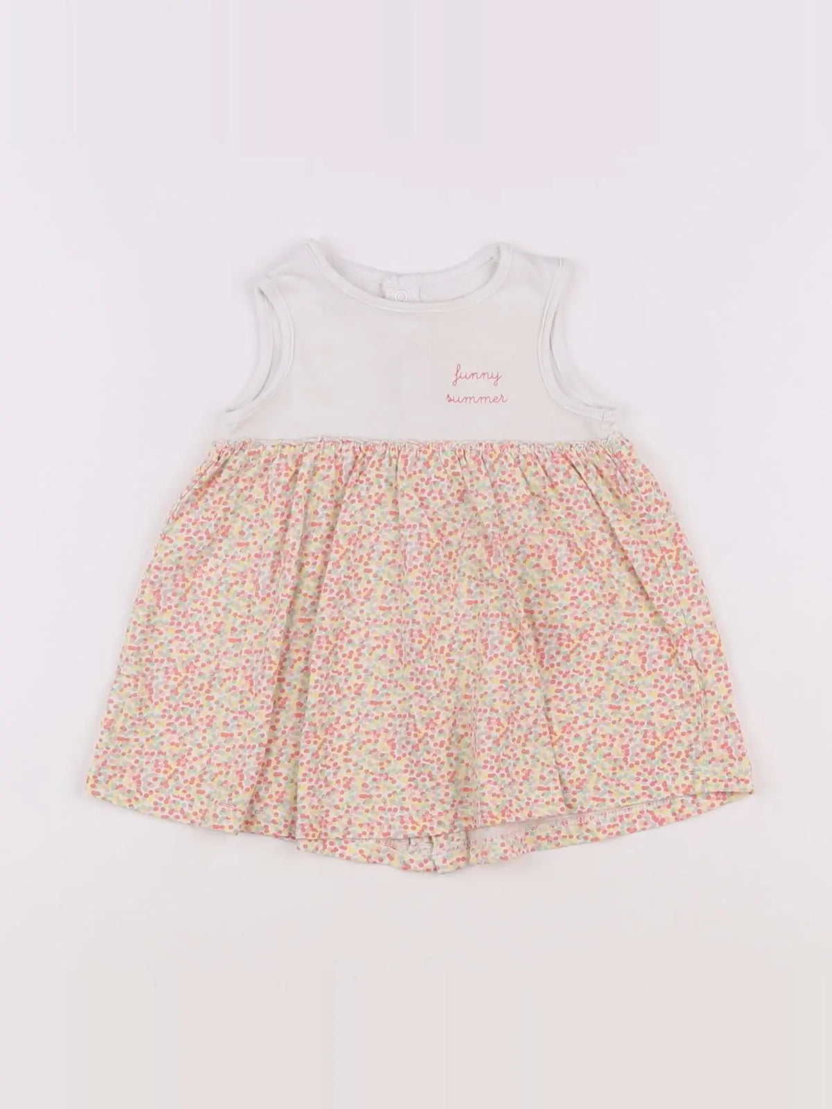 Vertbaudet - robe blanc, rose - 3 mois