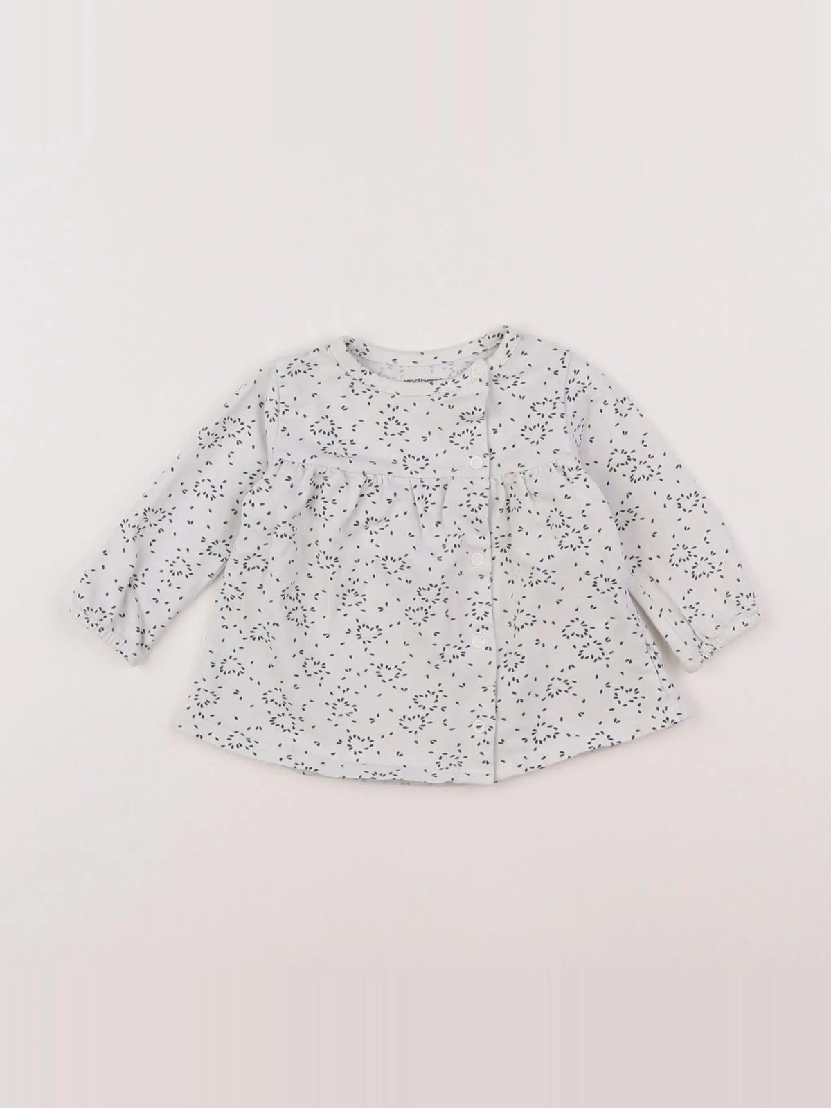 Vertbaudet - tee-shirt blanc, gris - 3 mois