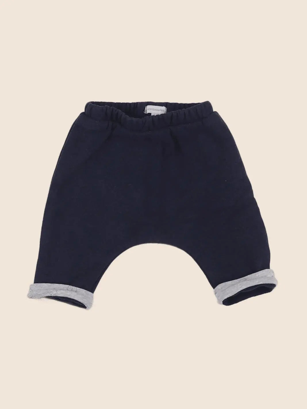 Vertbaudet - sarouel bleu, gris - 3 mois