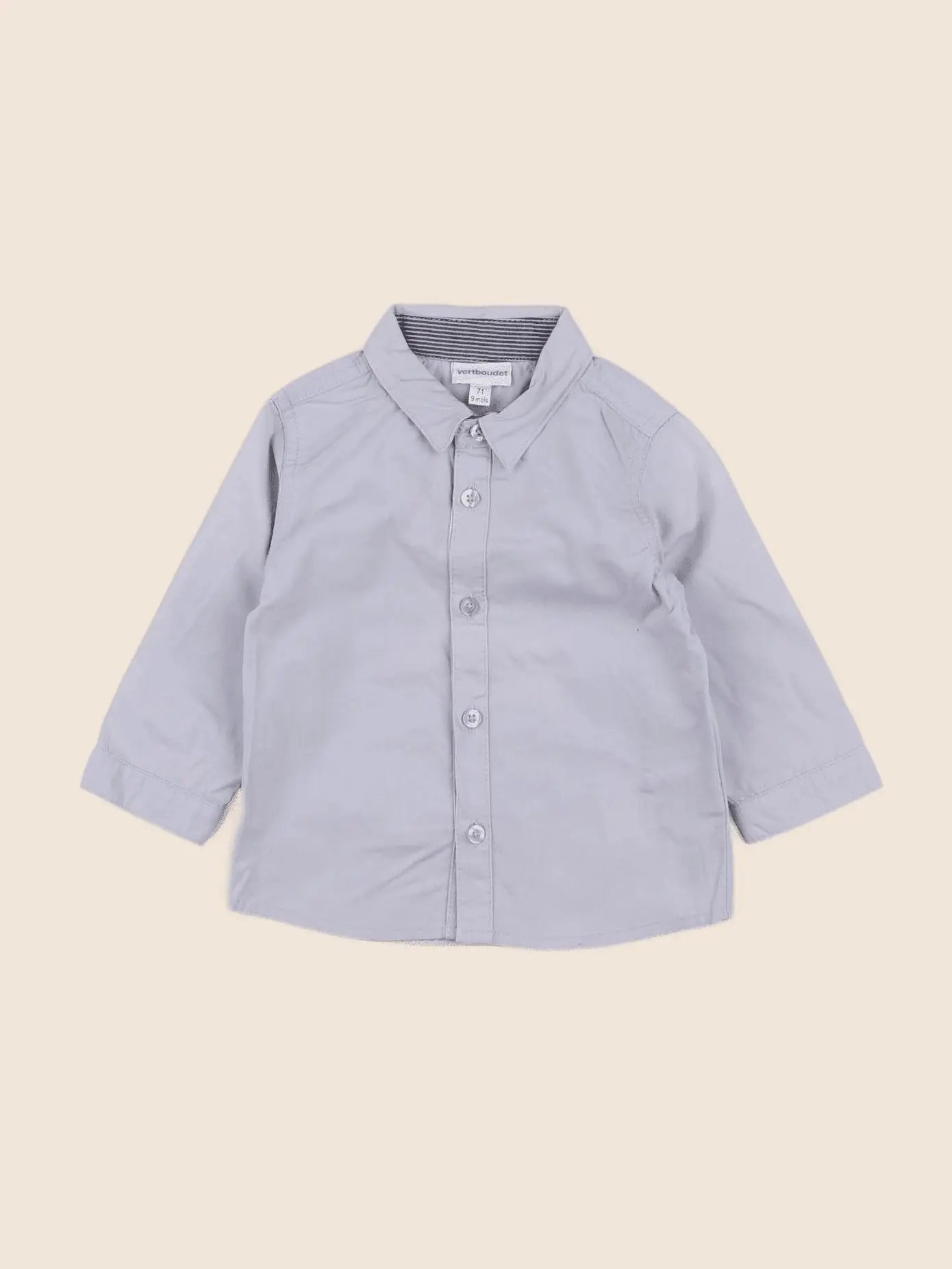Vertbaudet - chemise gris - 9 mois