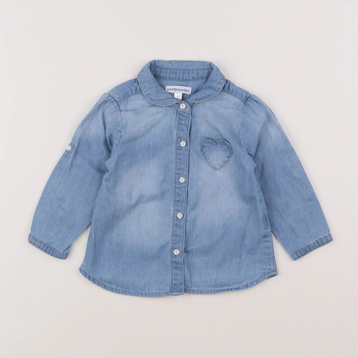 Vertbaudet - chemise bleu - 12 mois