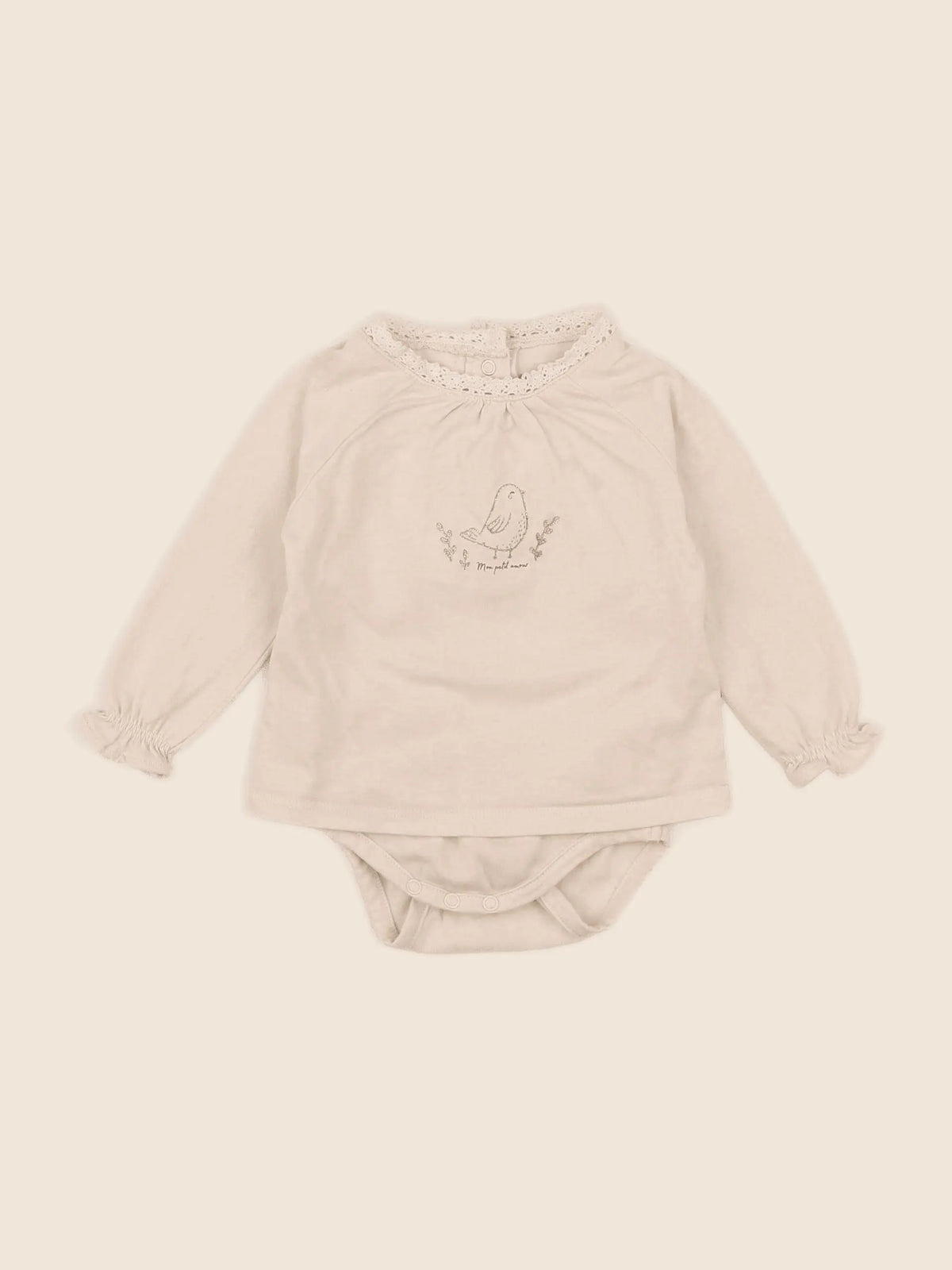 Vertbaudet - body tee-shirt beige - 3 mois