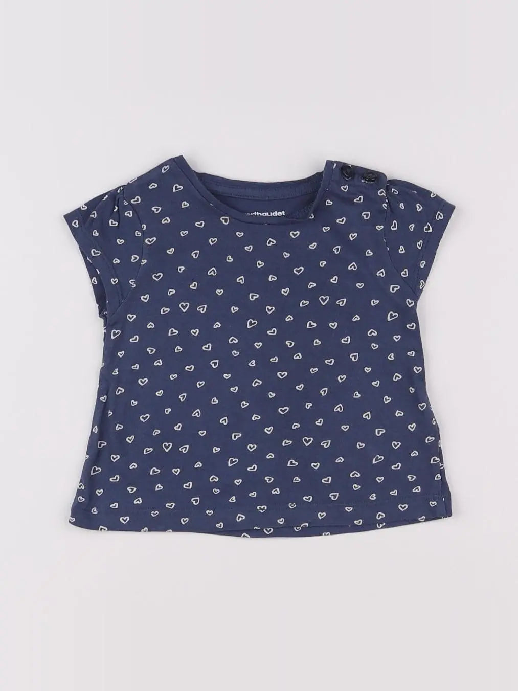 Vertbaudet - tee-shirt blanc, bleu - 3 mois