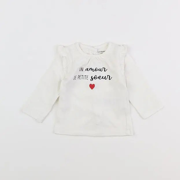 Vertbaudet - tee-shirt blanc - 3 mois