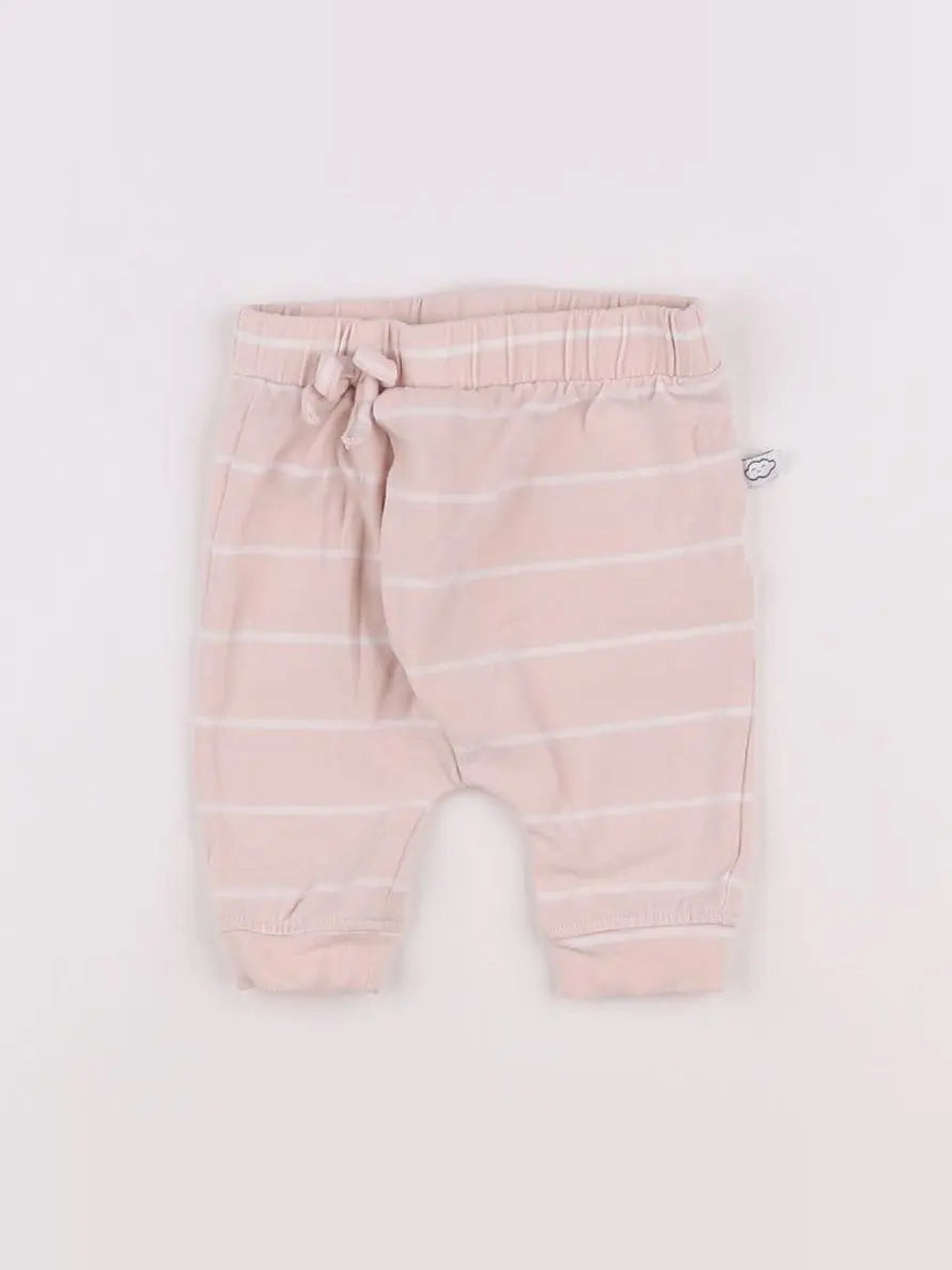 Vertbaudet - sarouel blanc, rose - 3 mois