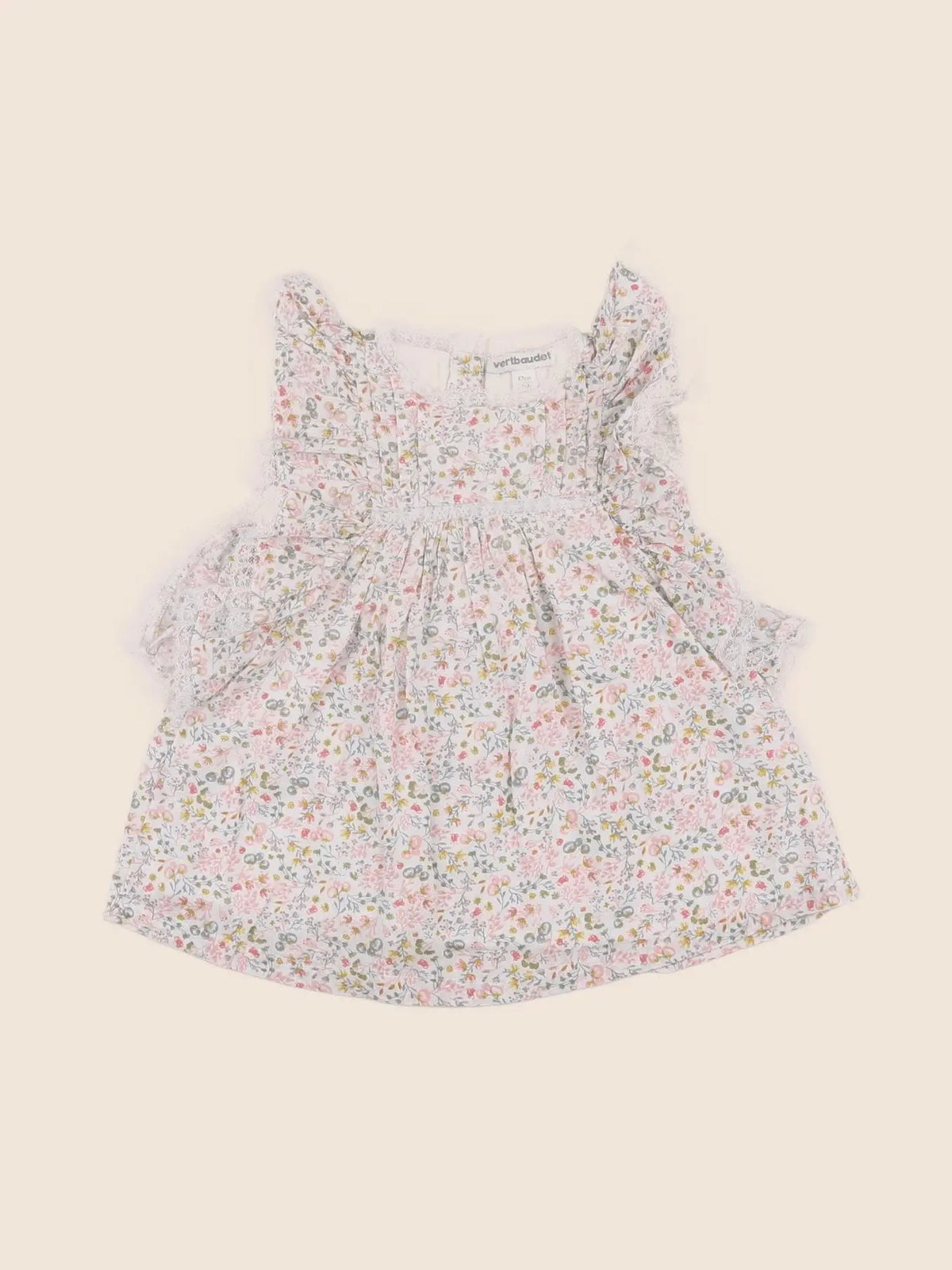 Vertbaudet - robe vert, rose - 6 mois