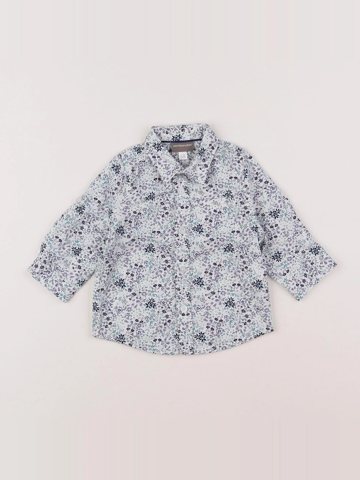 Vertbaudet - chemise blanc, bleu - 12 mois
