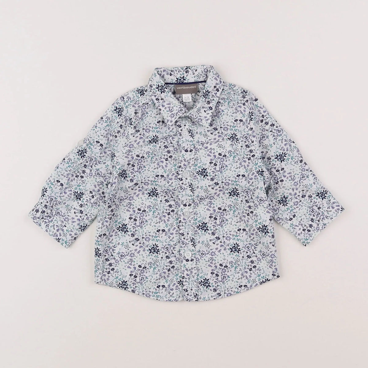 Vertbaudet - chemise blanc, bleu - 12 mois
