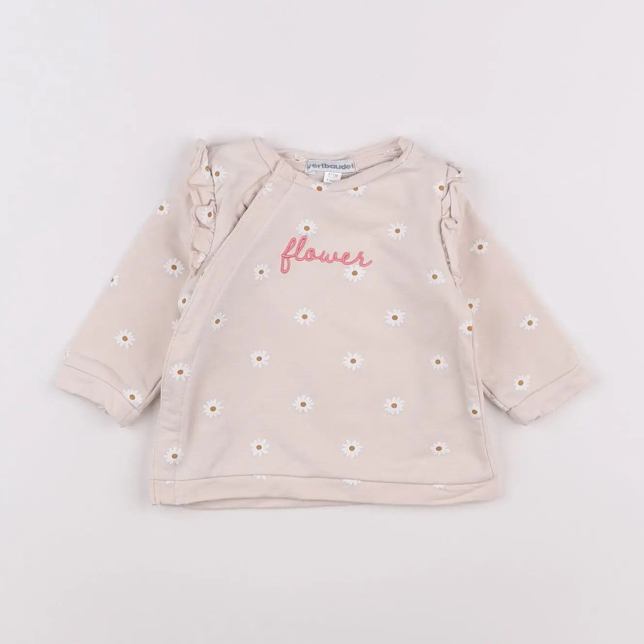 Vertbaudet - sweat rose - 6 mois