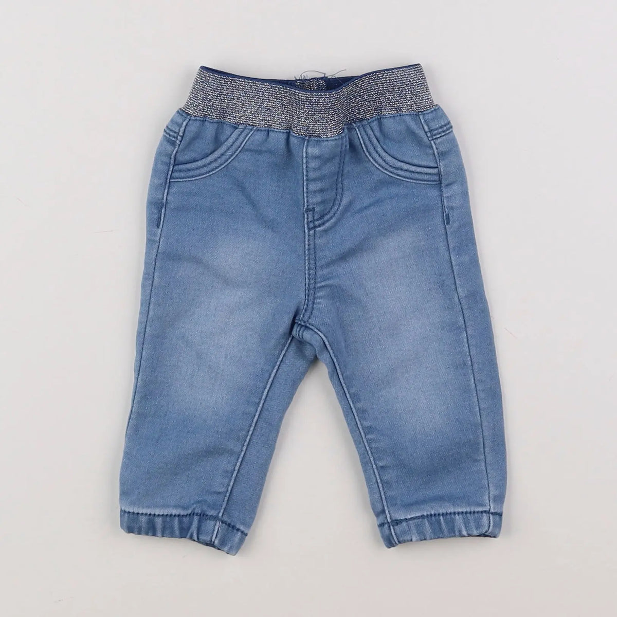 Vertbaudet - jegging bleu, argent - 3 mois