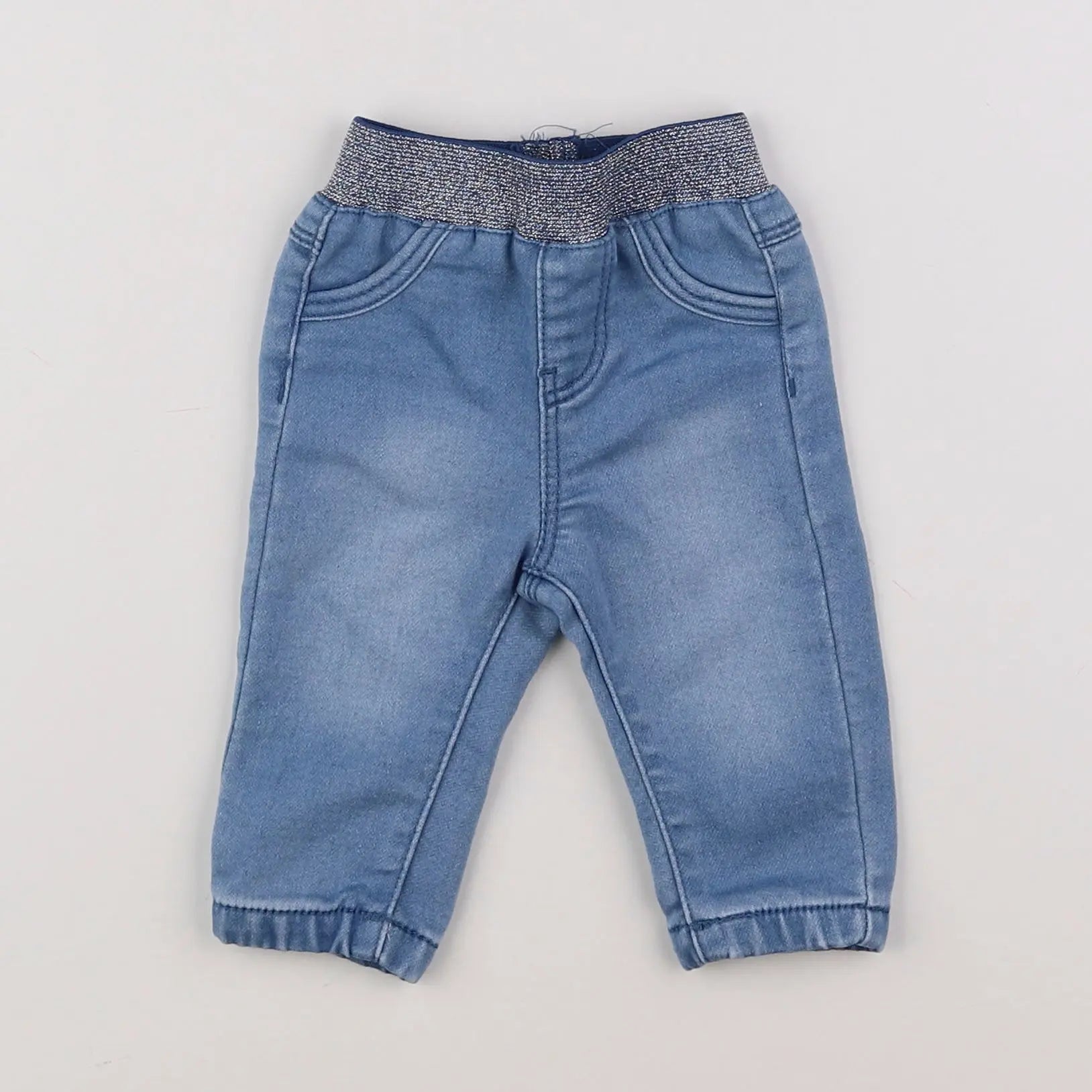 Vertbaudet - jegging bleu, argent - 3 mois