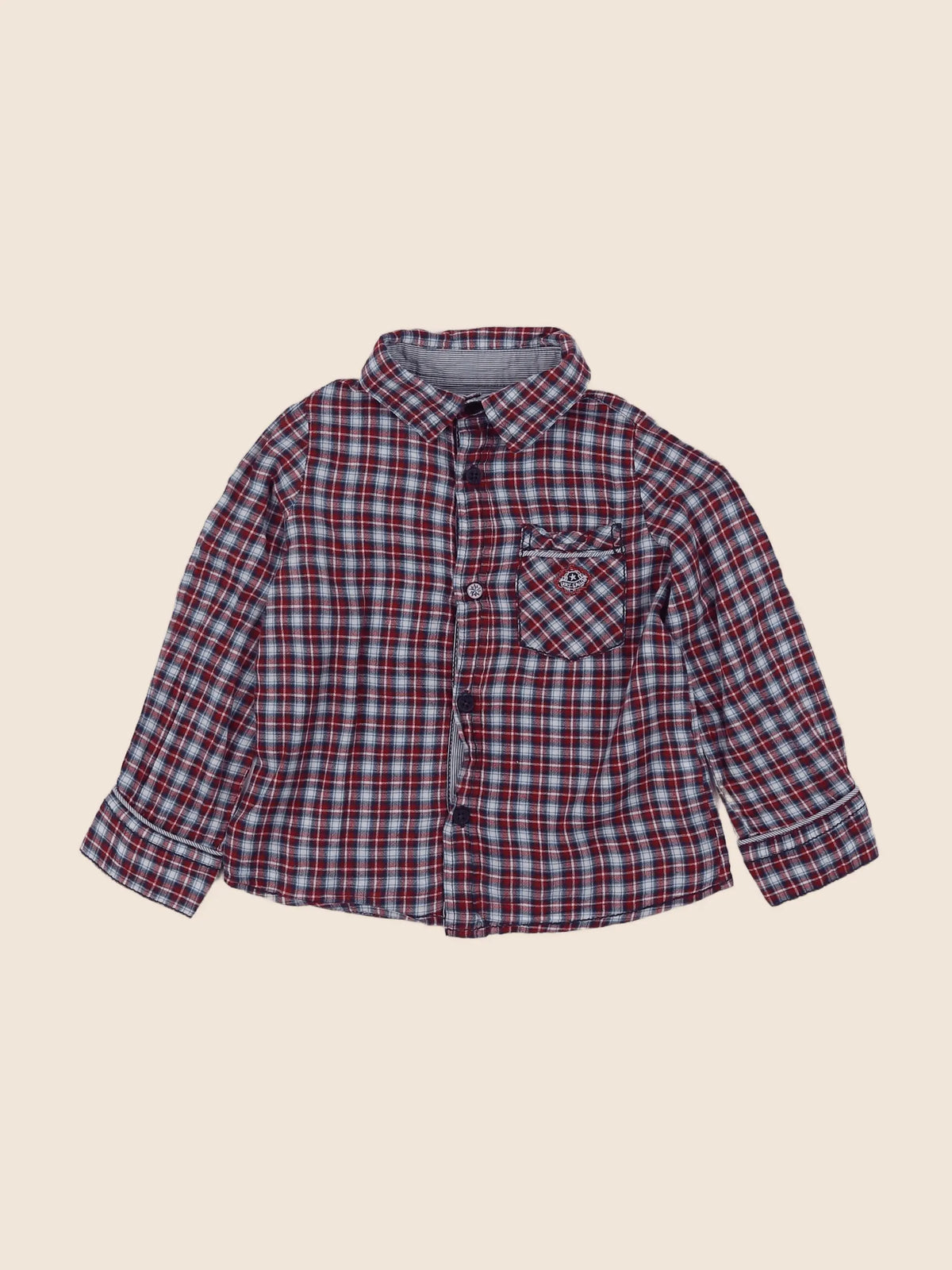 IKKS - chemise rouge, bleu - 18 mois