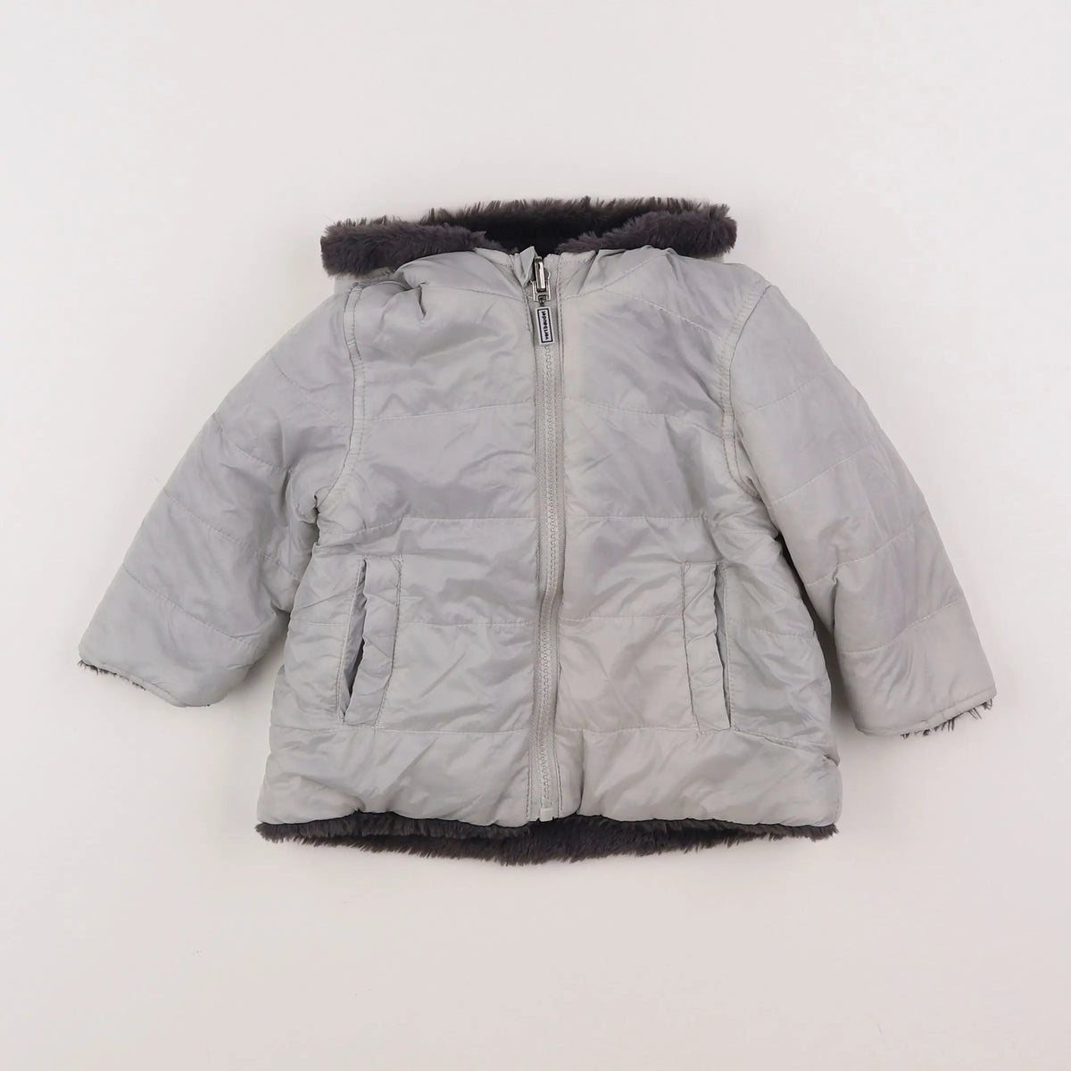 Vertbaudet - doudoune gris - 12 mois