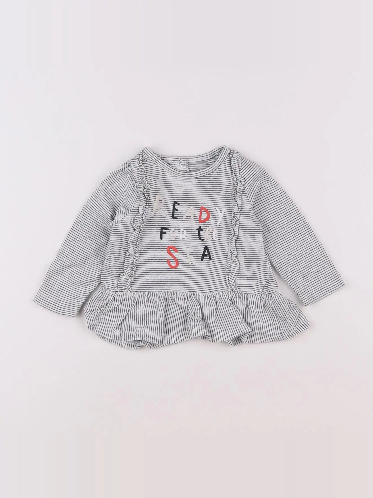 Vertbaudet - tee-shirt blanc, bleu - 6 mois