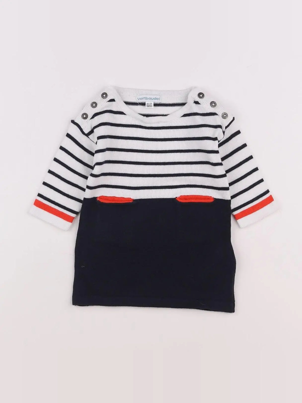 Vertbaudet - robe blanc, bleu - 3 mois
