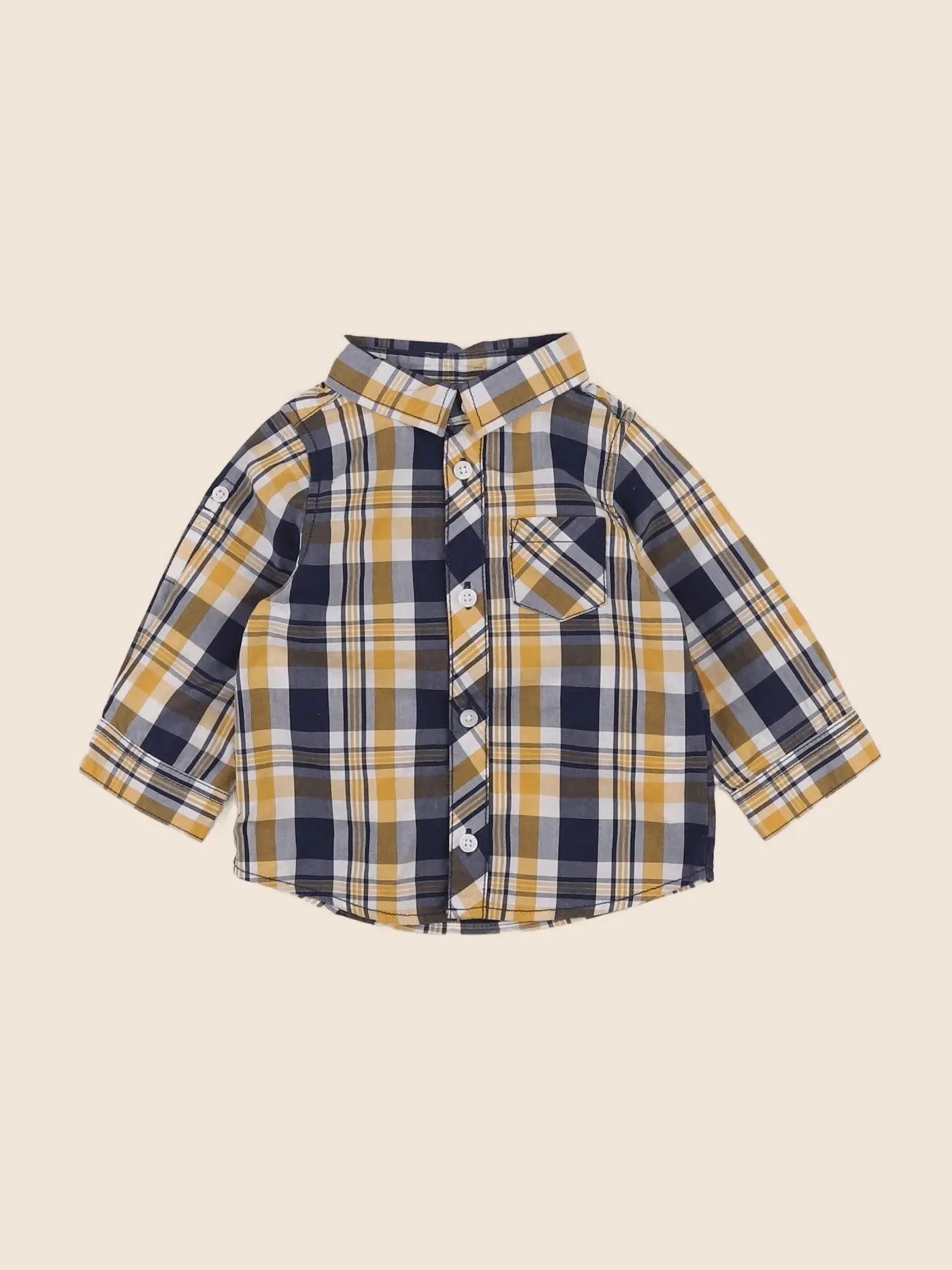Tape à l'oeil - chemise bleu, jaune - 6 mois