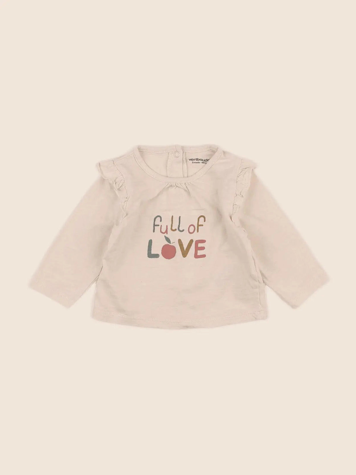 Vertbaudet - tee-shirt beige - 3 mois