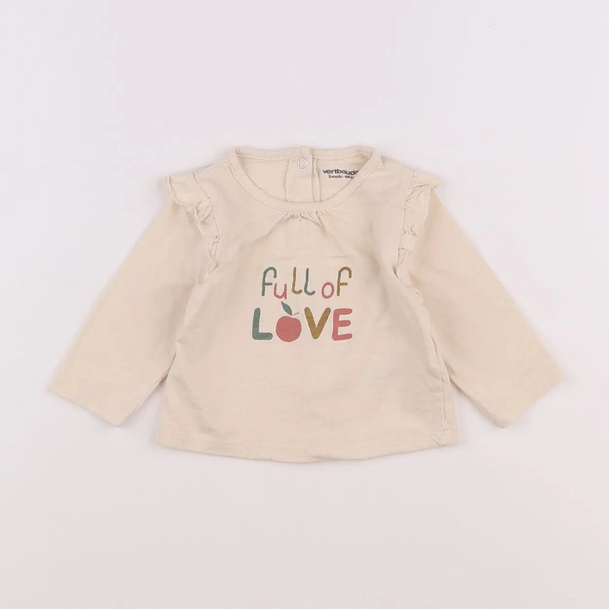 Vertbaudet - tee-shirt beige - 3 mois