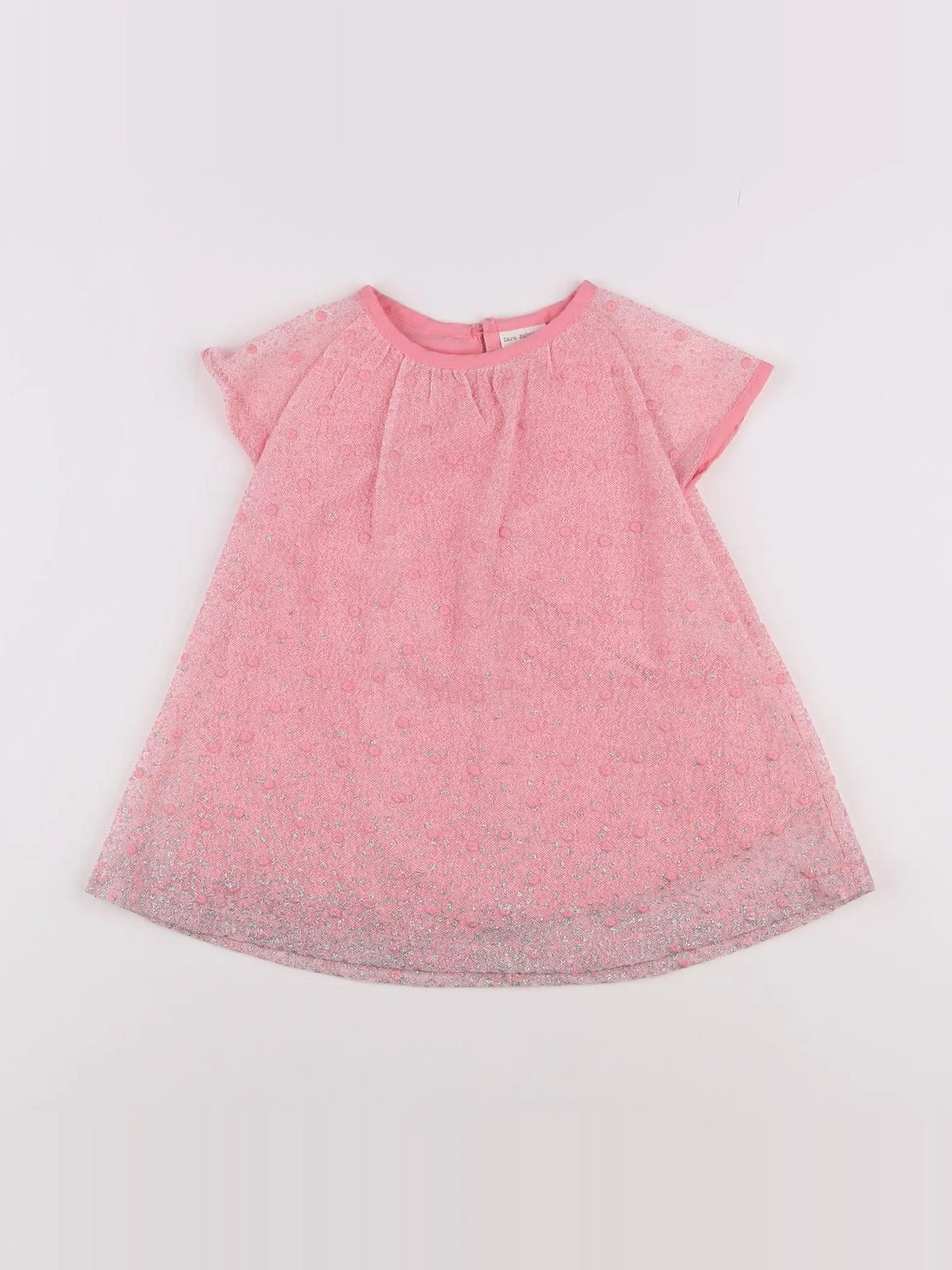 Zara - robe rose, argent - 12/18 mois