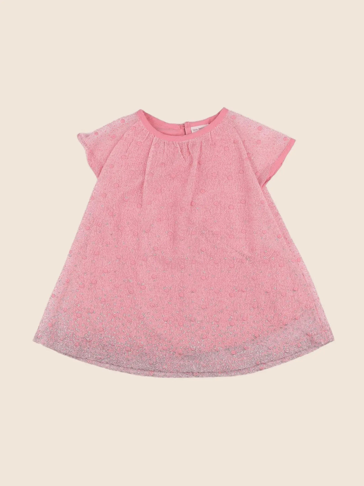 Zara - robe rose, argent - 12/18 mois