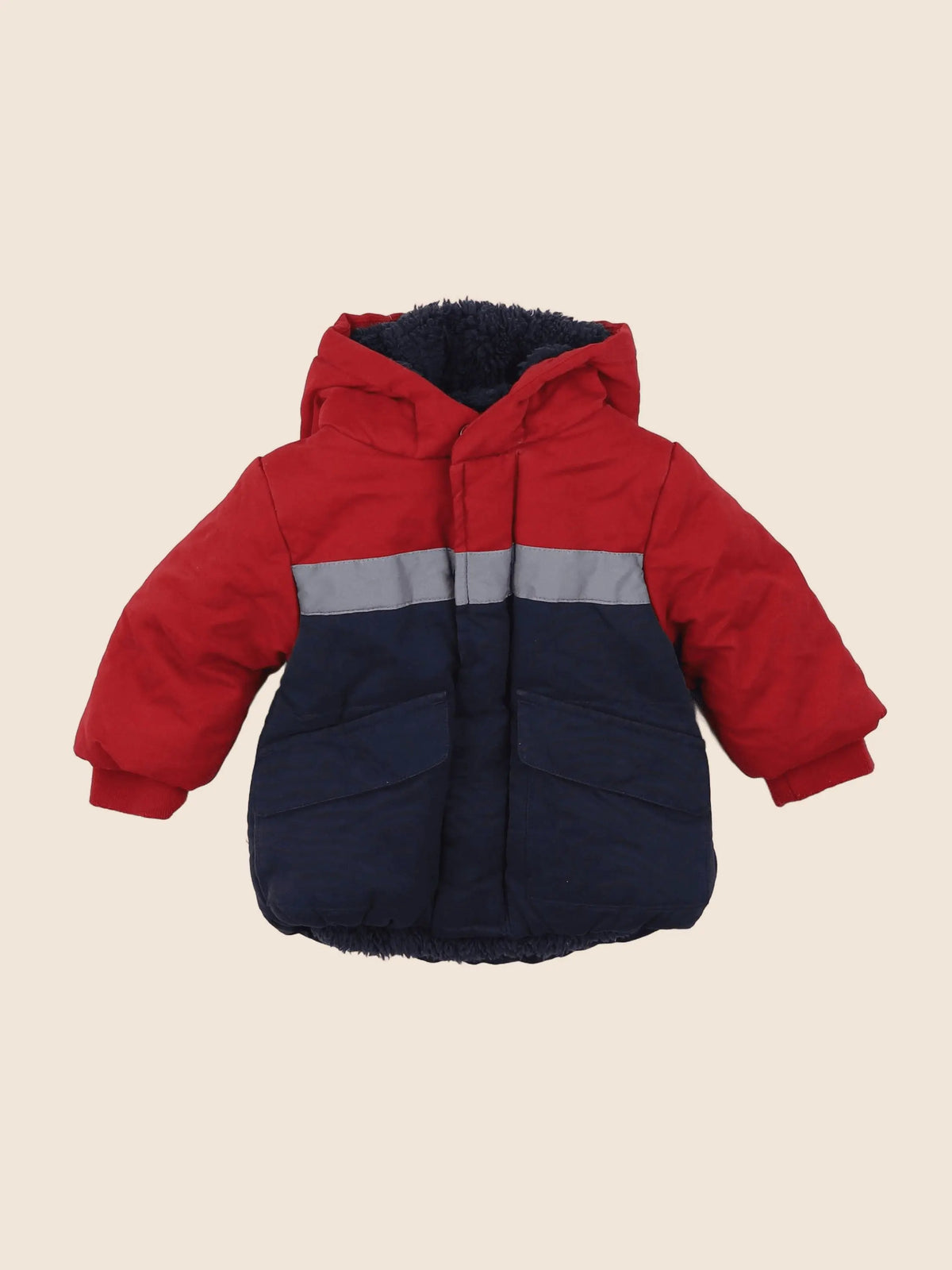 Vertbaudet - parka rouge, bleu - 6 mois