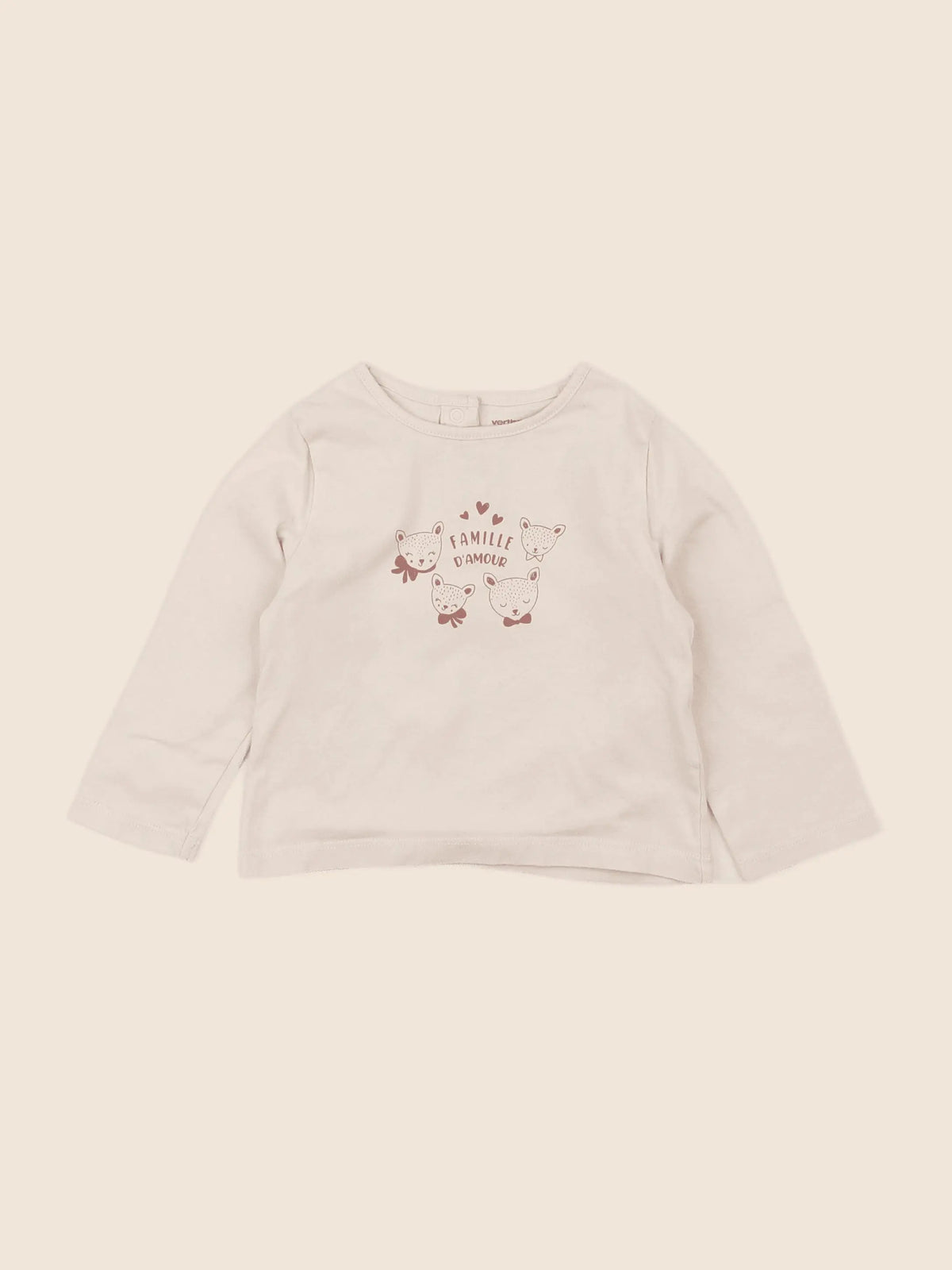 Vertbaudet - tee-shirt beige - 12 mois