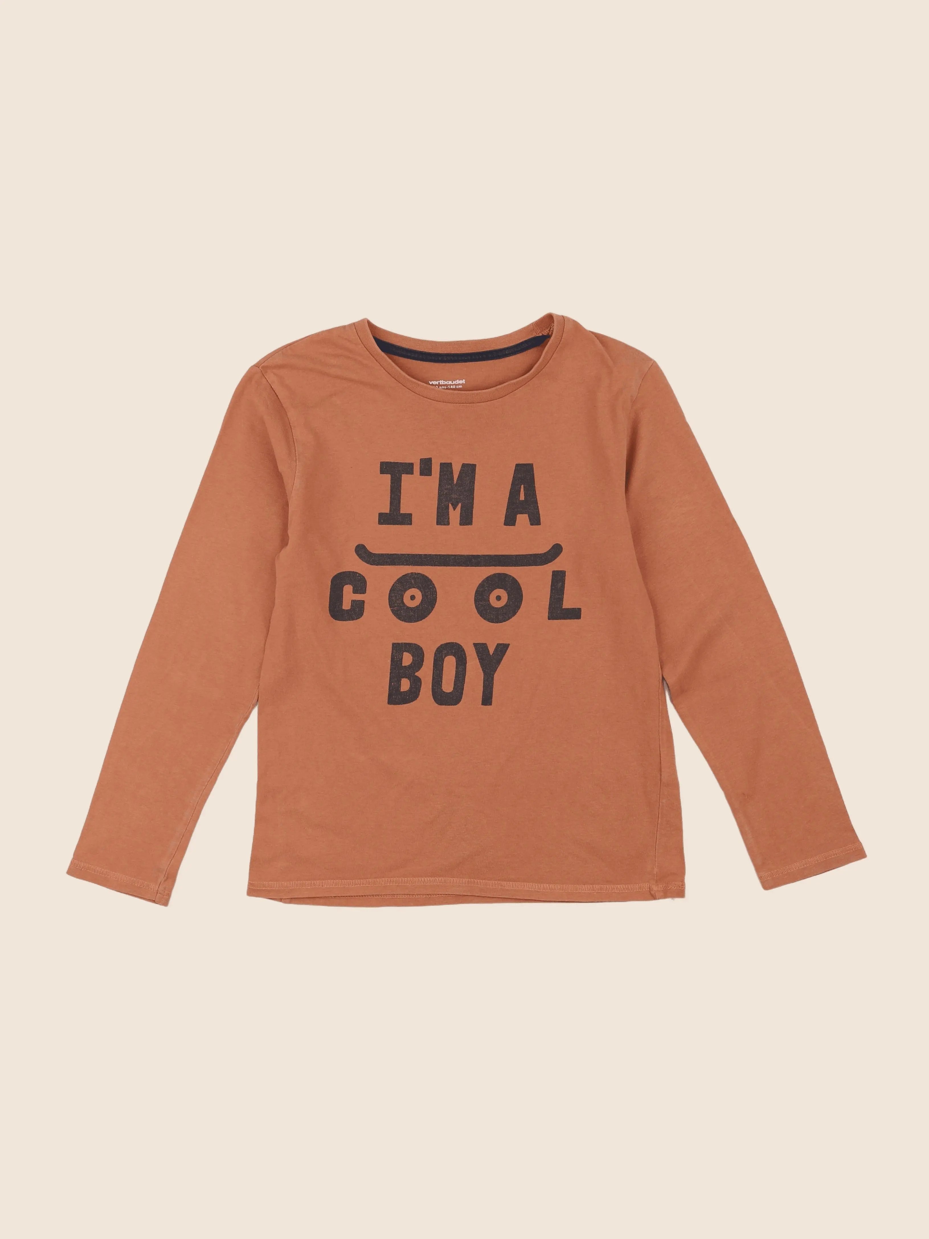 Vertbaudet - tee-shirt marron - 10 ans