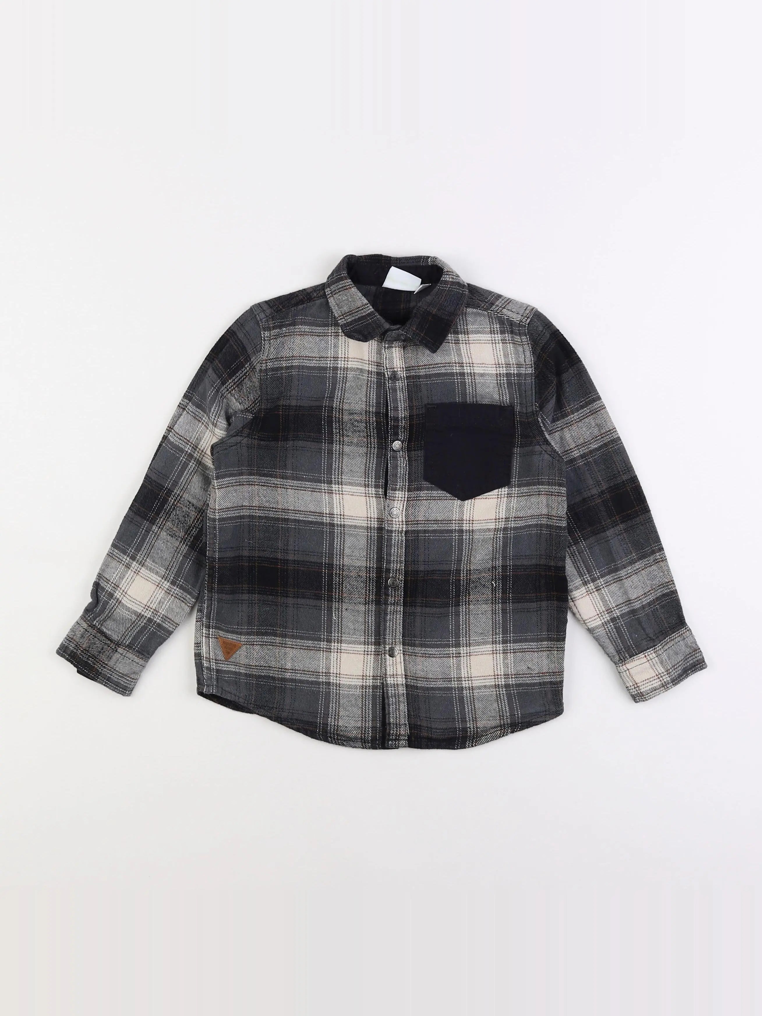 Vertbaudet - chemise gris, noir - 6 ans