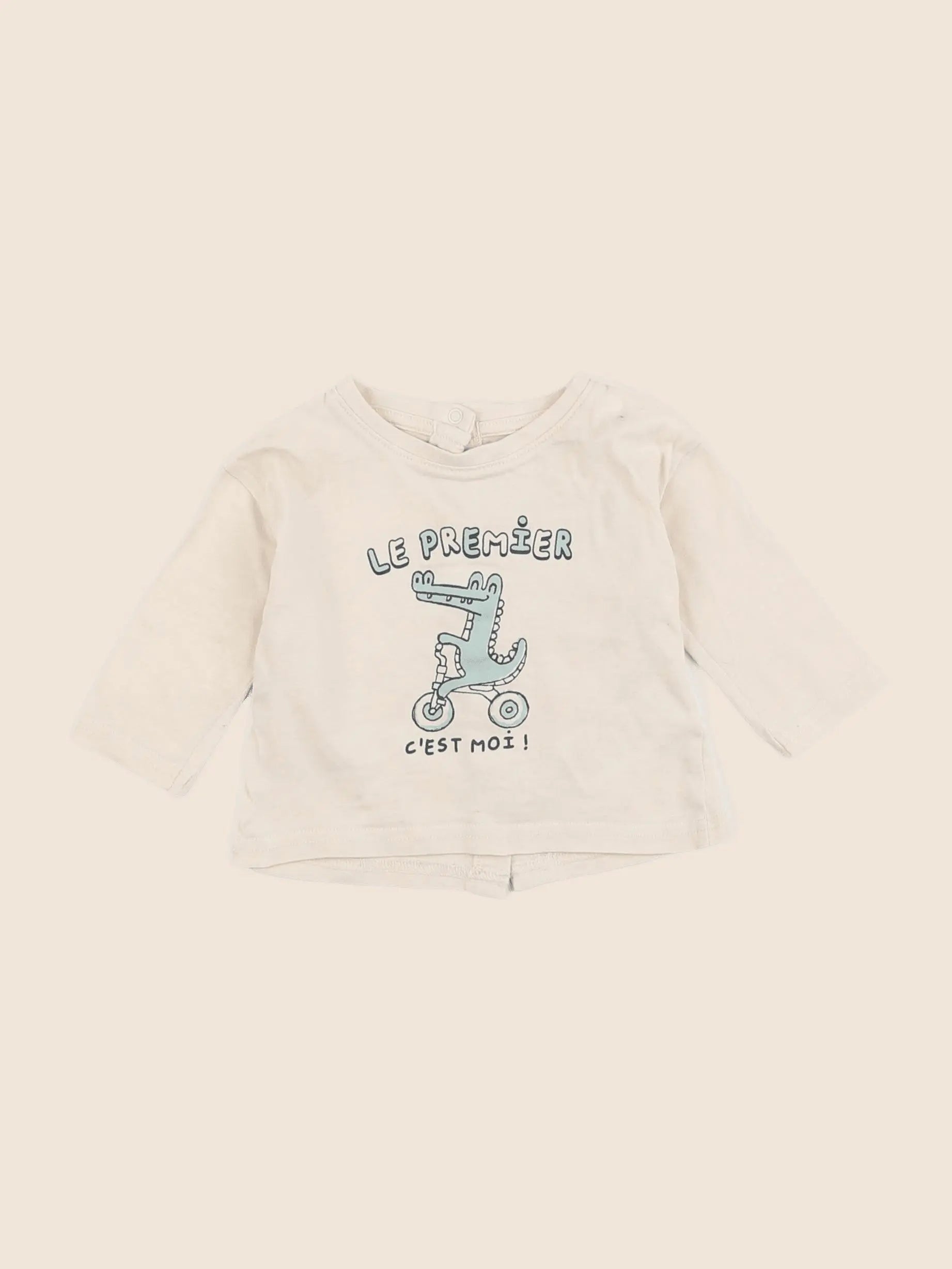 Vertbaudet - tee-shirt beige - 6 mois