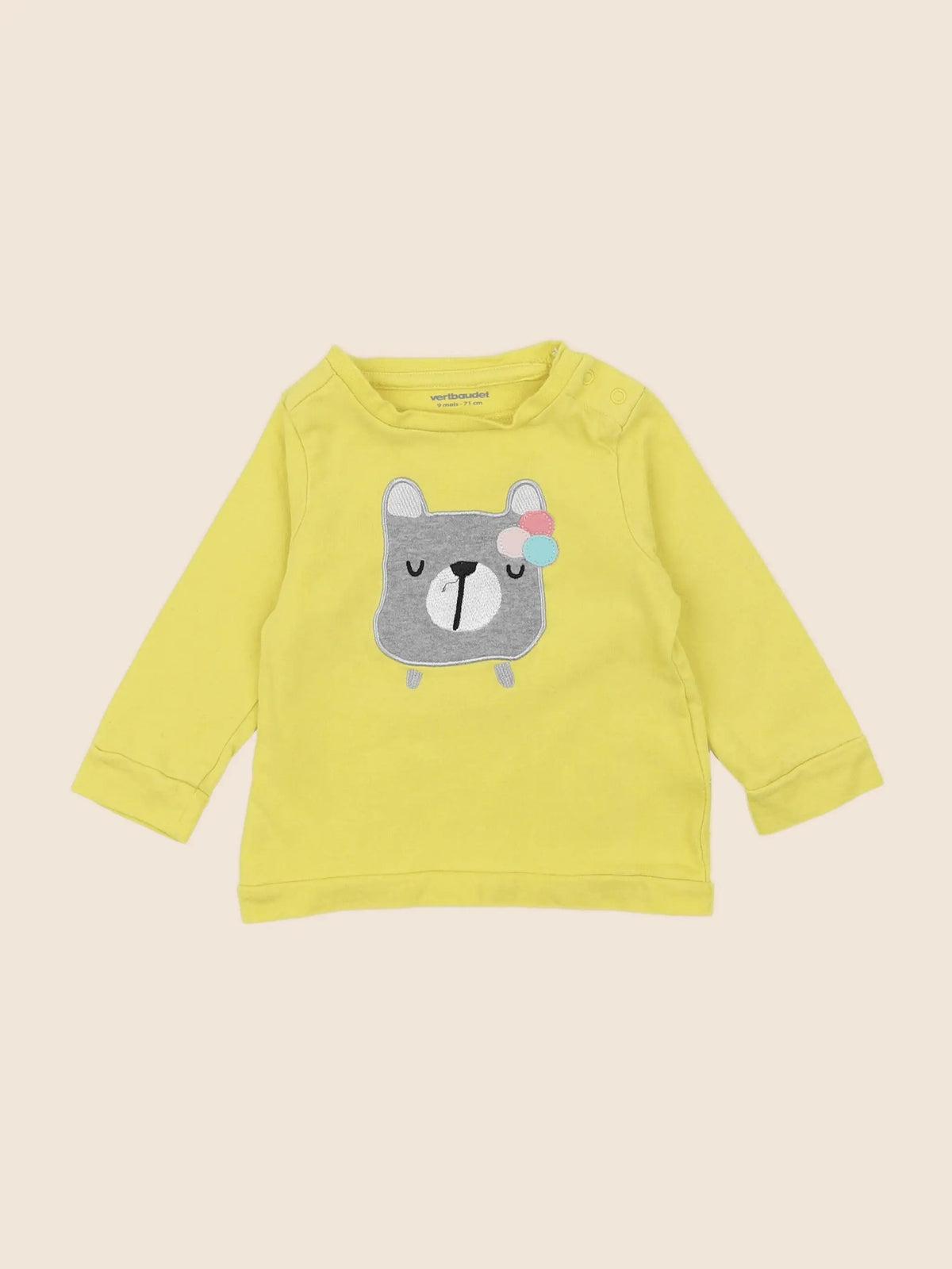 Vertbaudet - sweat jaune - 9 mois