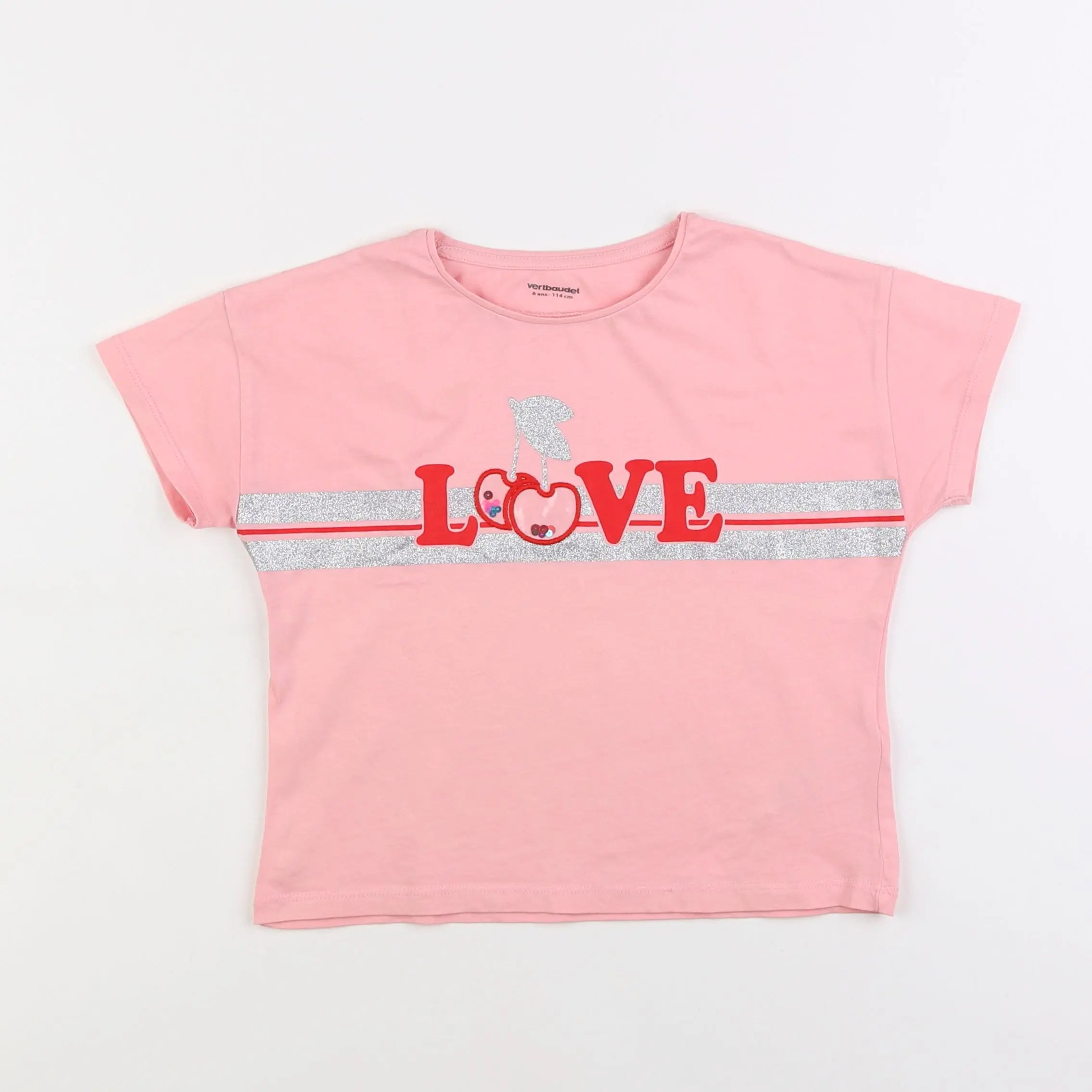 Vertbaudet - tee-shirt rose - 6 ans
