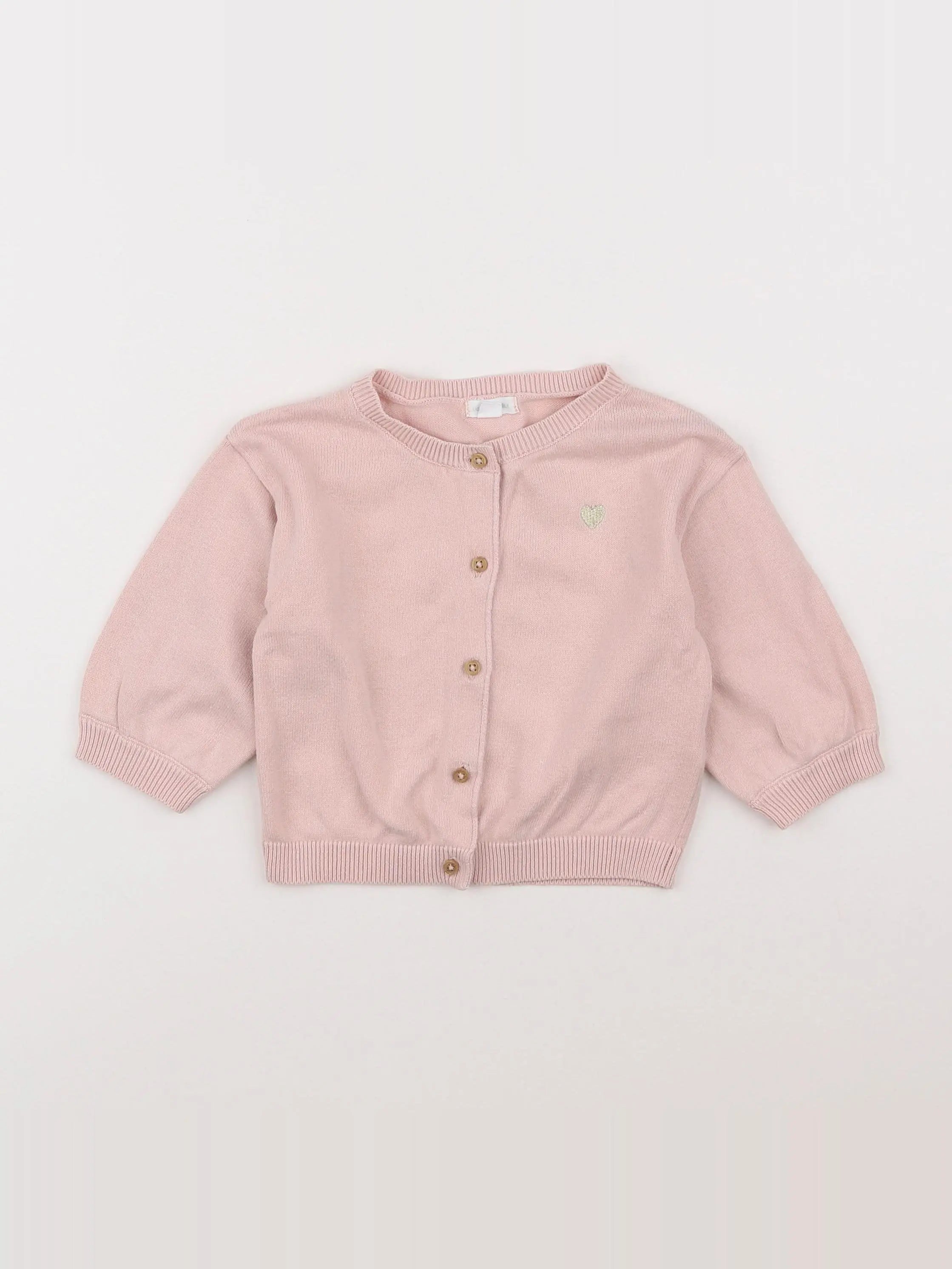 Vertbaudet - gilet rose - 12 mois