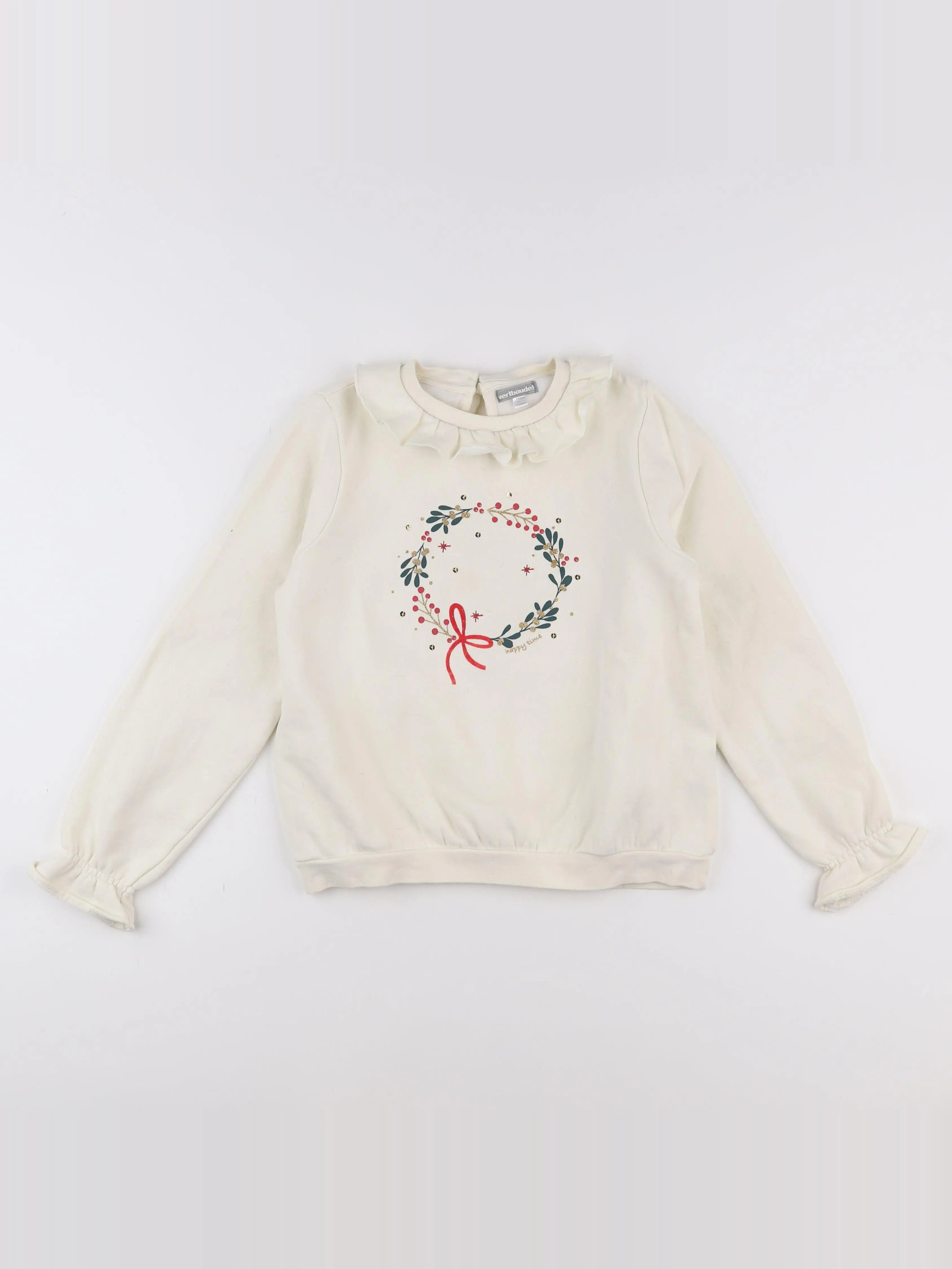 Vertbaudet - sweat beige - 10 ans