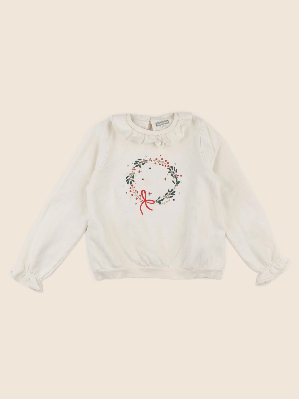 Vertbaudet - sweat beige - 10 ans