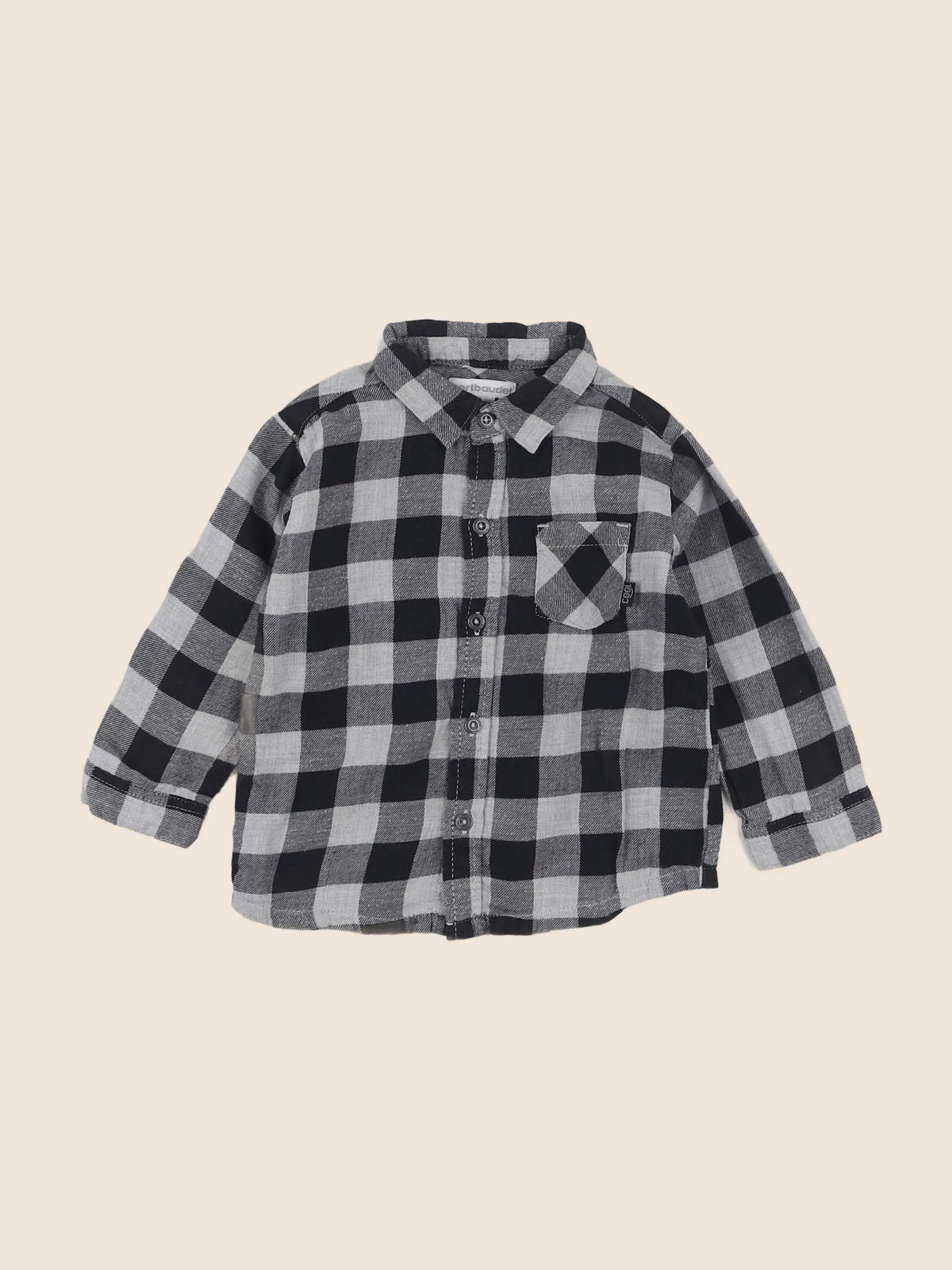 Vertbaudet - chemise noir, gris - 12 mois