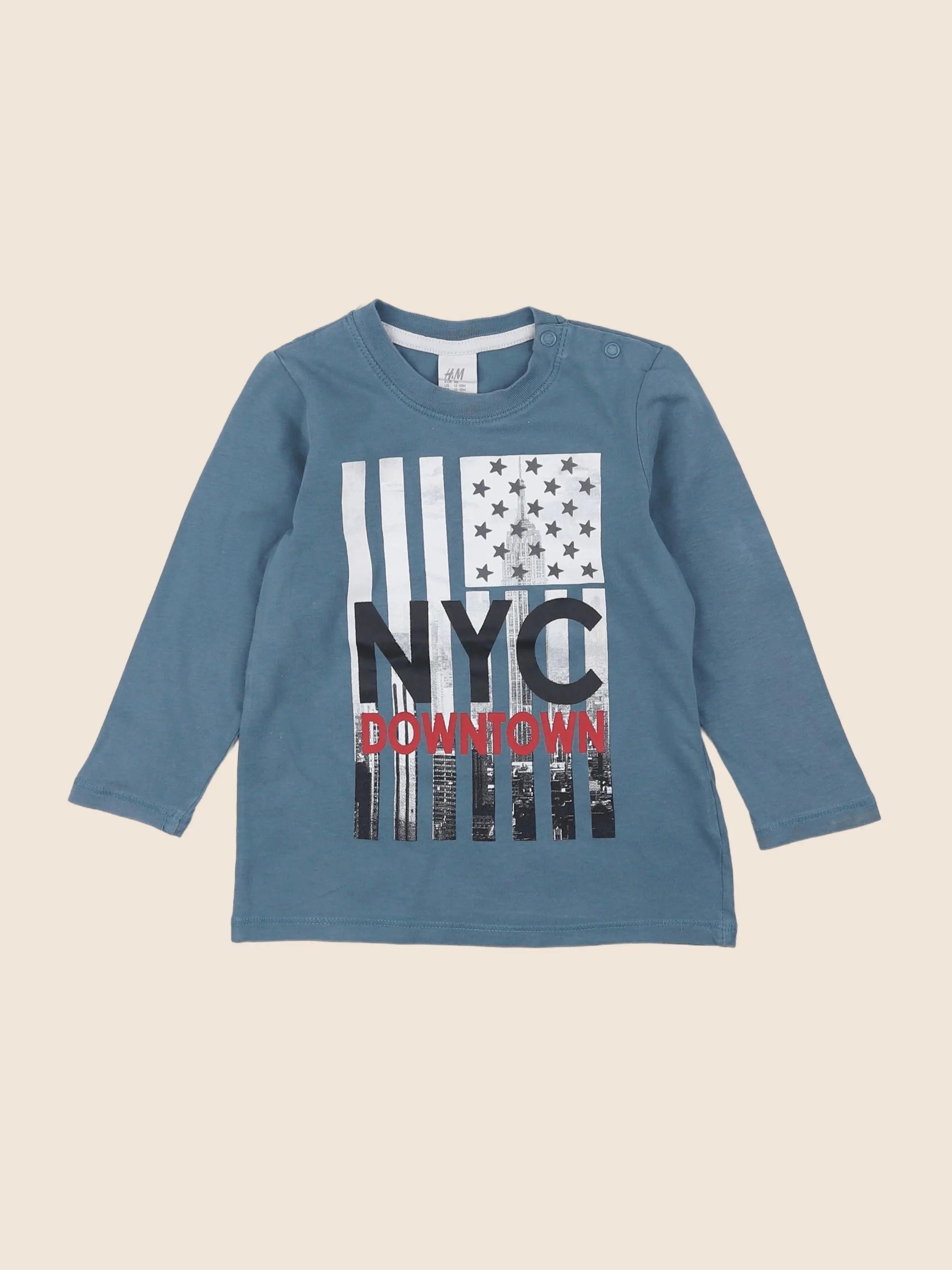 H&M - tee-shirt bleu - 12/18 mois