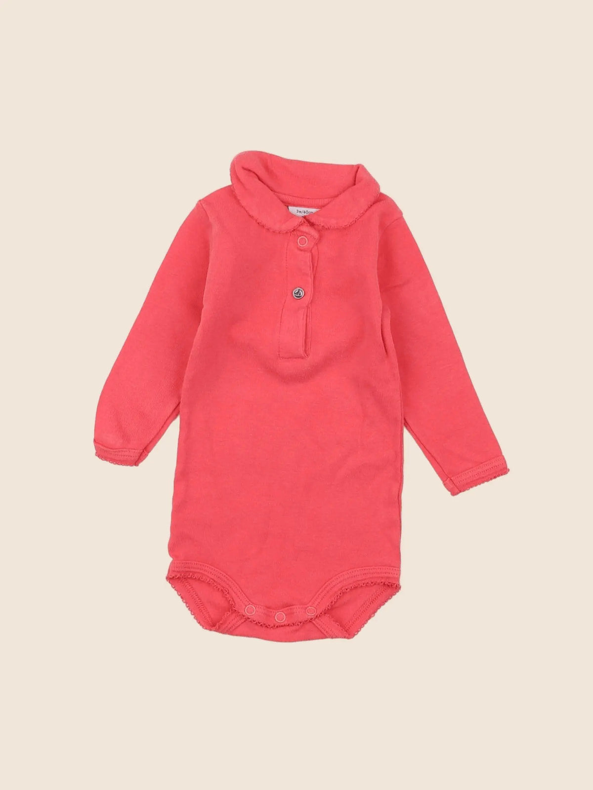 Petit Bateau - body à col rose - 3 mois