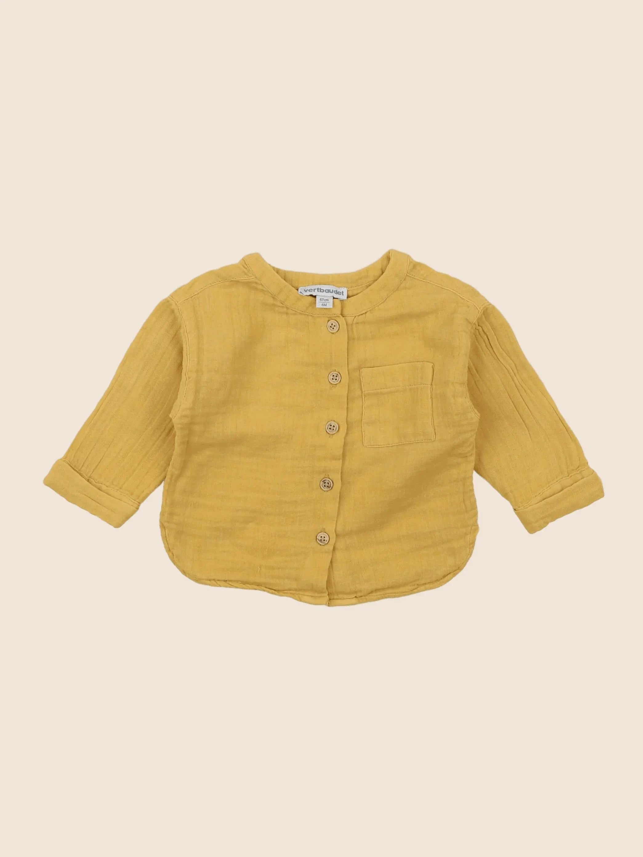 Vertbaudet - chemise jaune - 6 mois