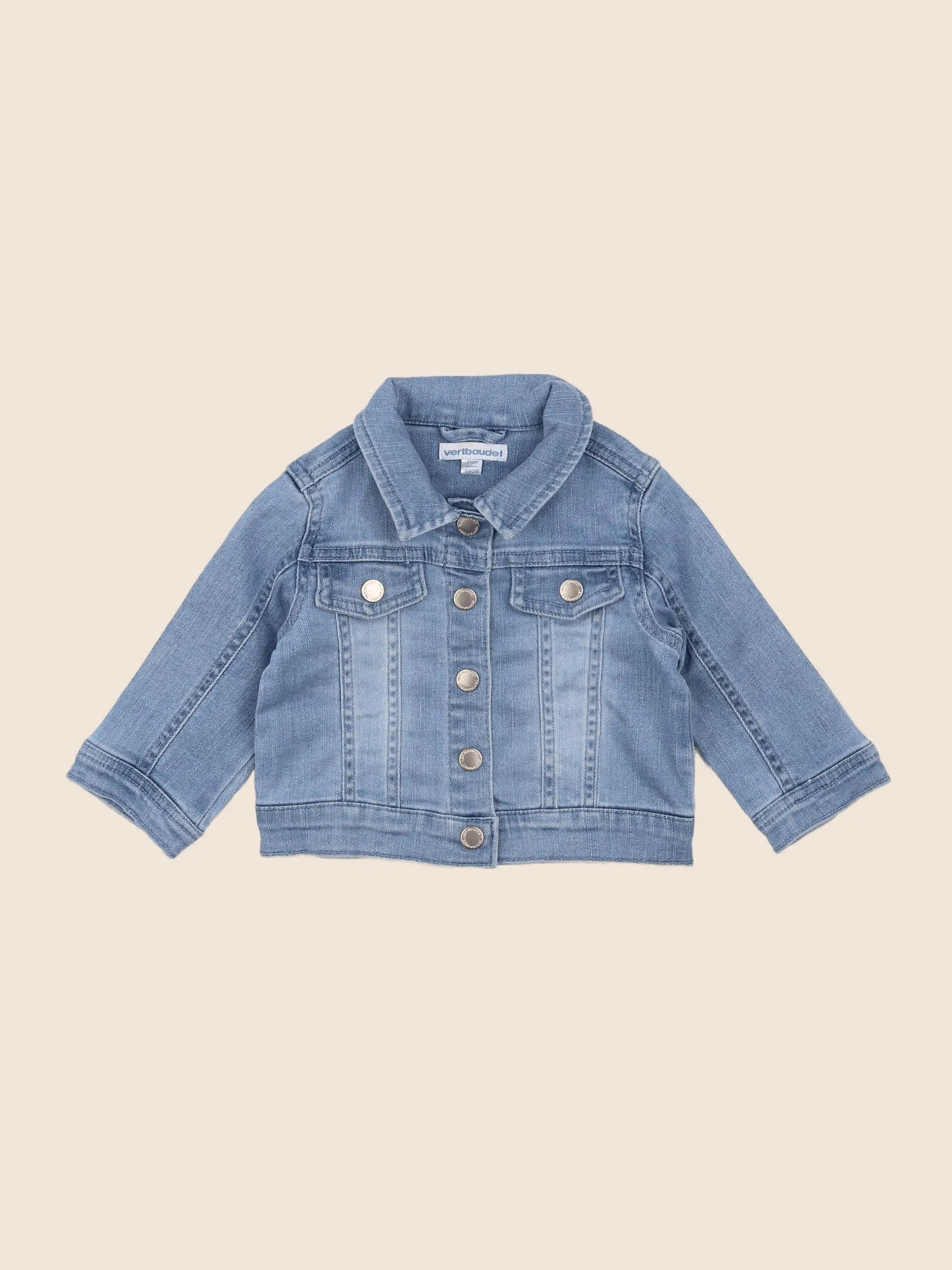 Vertbaudet - veste imprimé au dos bleu - 9 mois