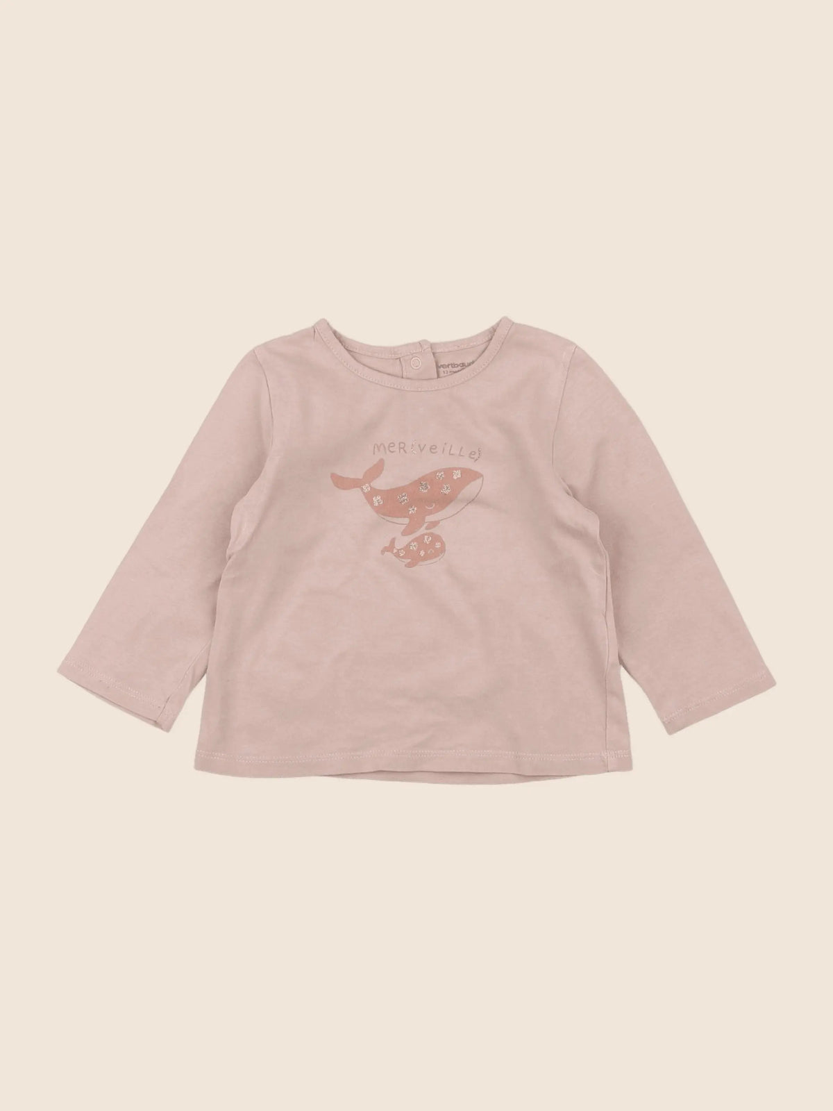 Vertbaudet - tee-shirt rose, or - 12 mois
