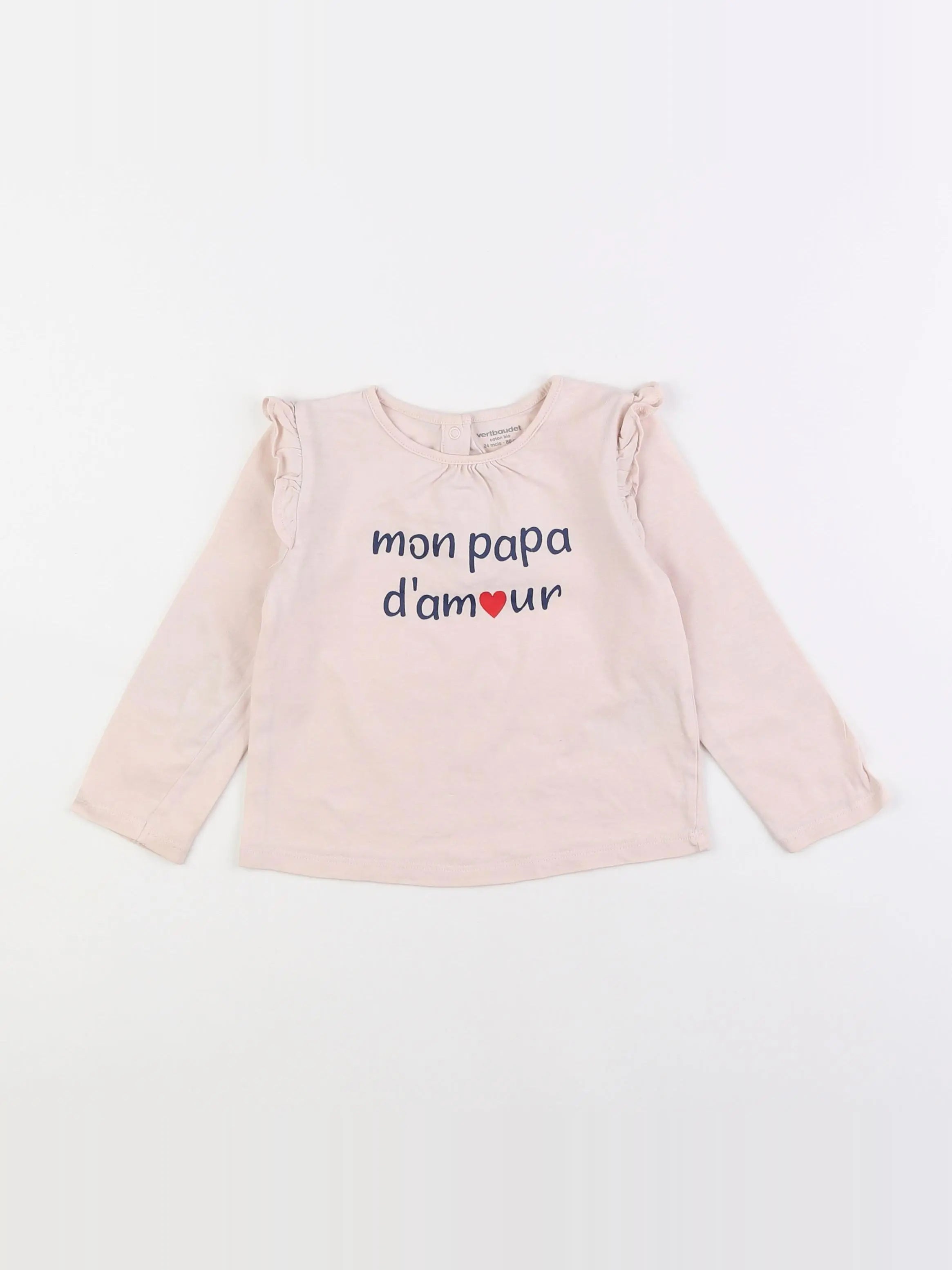 Vertbaudet - tee-shirt rose - 2 ans