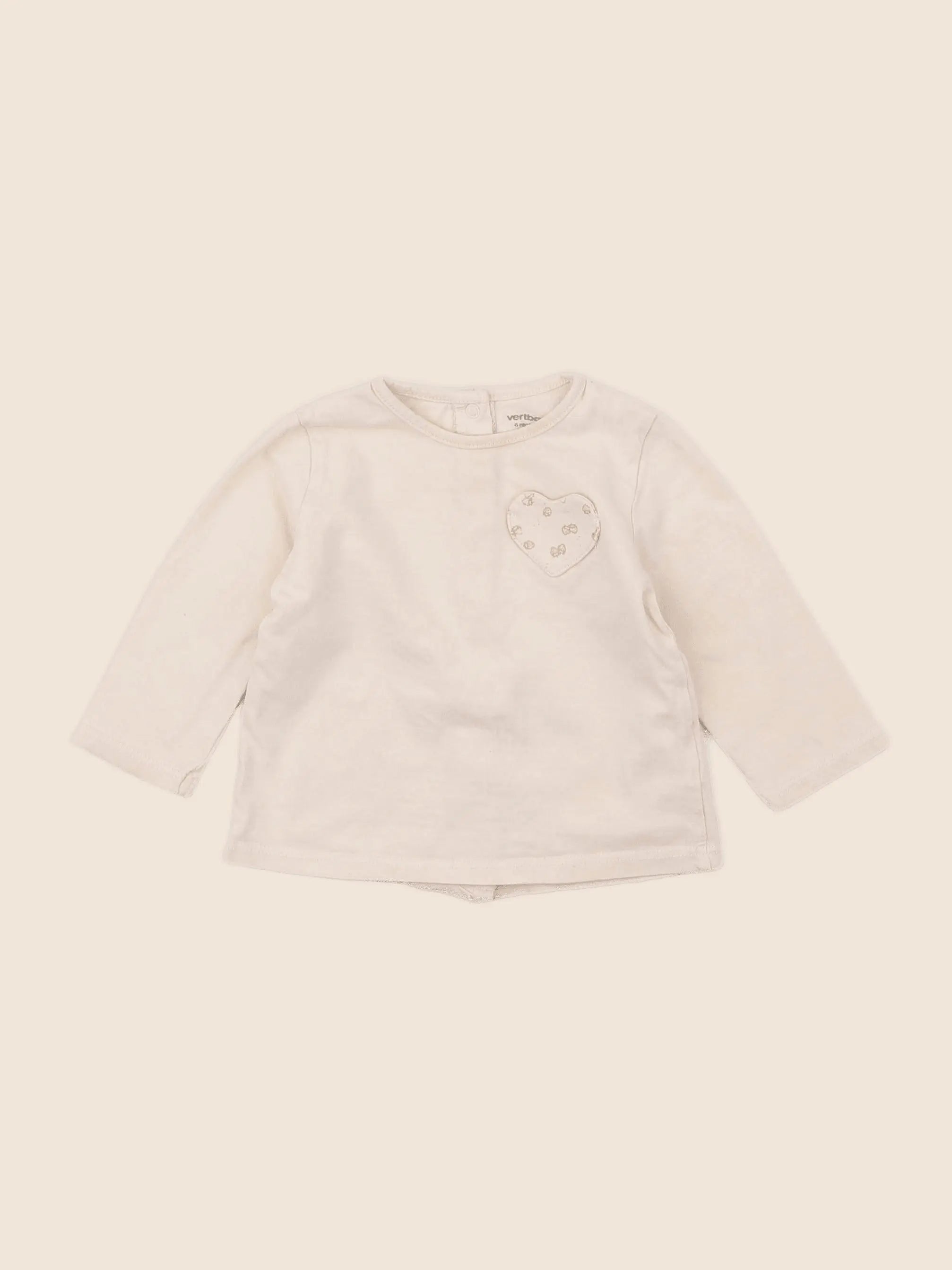 Vertbaudet - tee-shirt beige - 6 mois