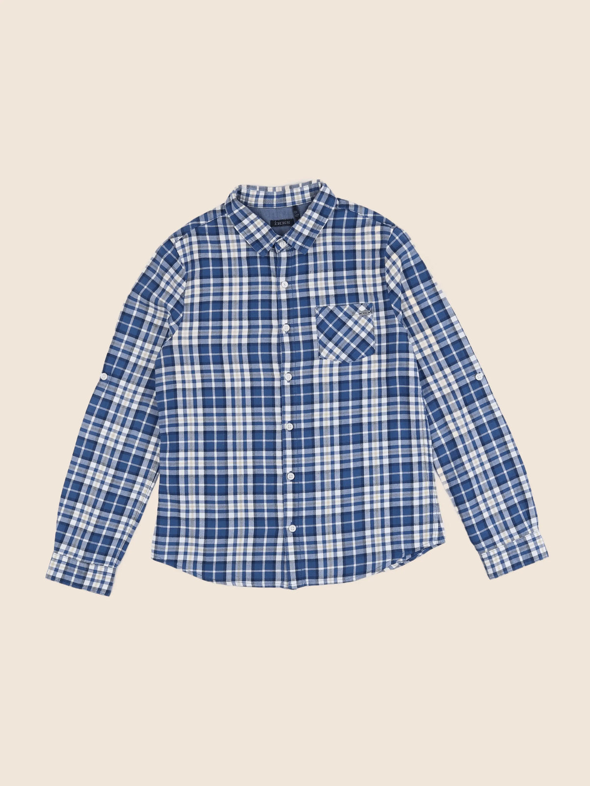 IKKS - chemise bleu, beige - 10 ans