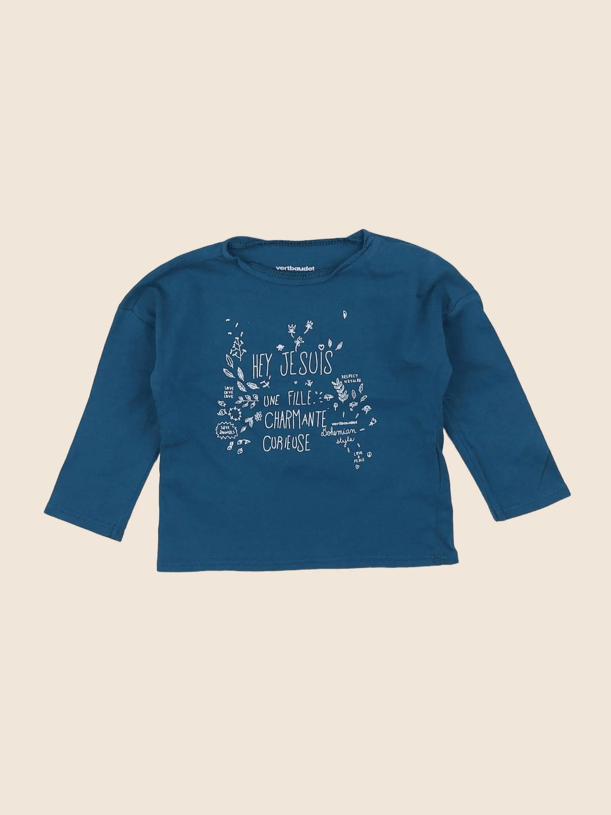 Vertbaudet - tee-shirt bleu - 6 mois